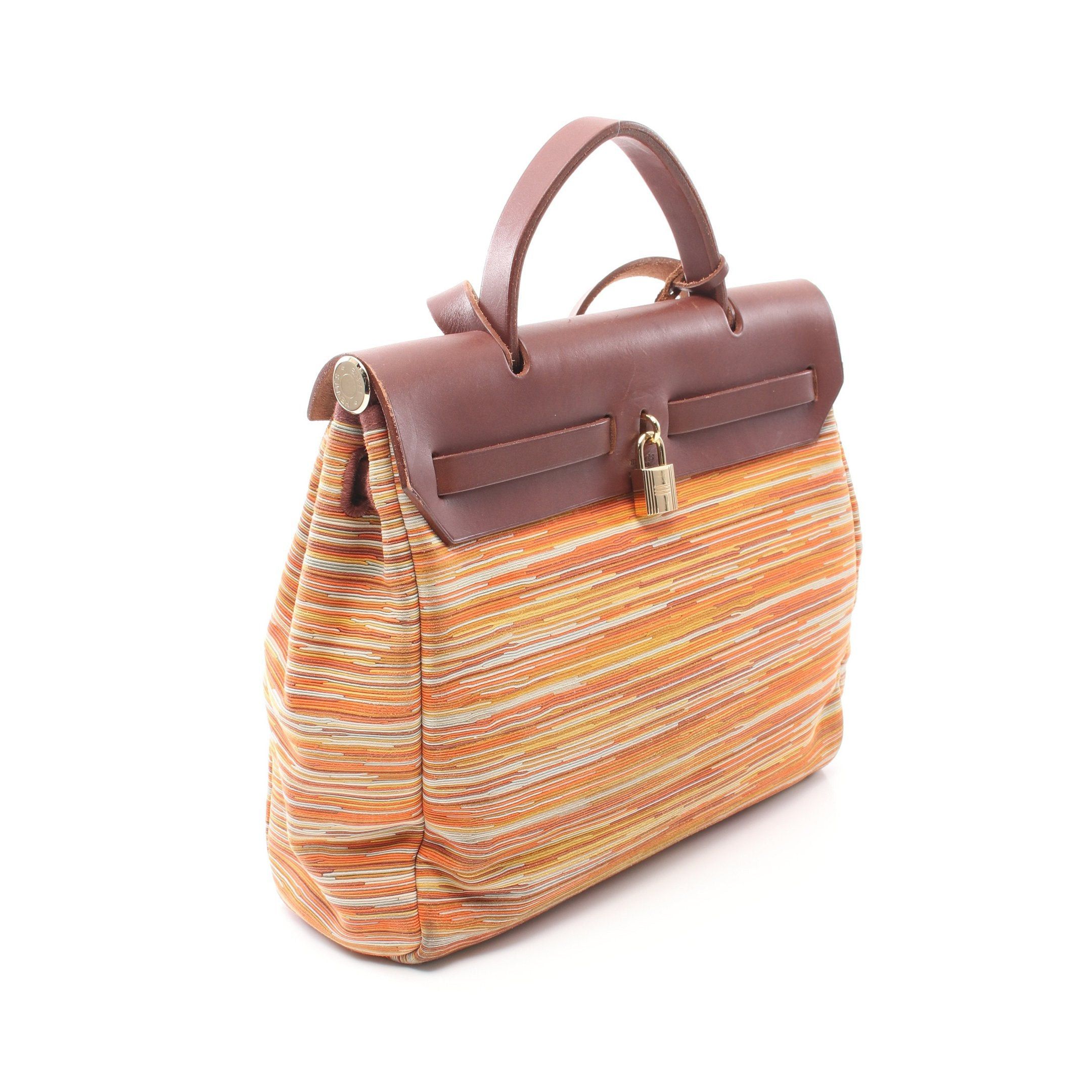 Hermes Hermes Herbag Pm Handbag Vibrato Leather Dark Brown Orange Multicolor Gold Hardware □F Stamp (Manufactured Around 2002) Size ONE SIZE - 2 Thumbnail