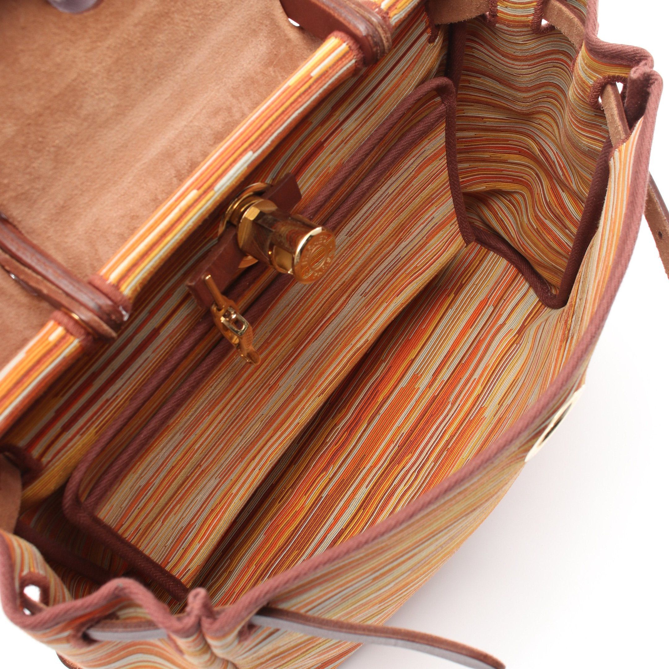 Hermes Hermes Herbag Pm Handbag Vibrato Leather Dark Brown Orange Multicolor Gold Hardware □F Stamp (Manufactured Around 2002) Size ONE SIZE - 3 Thumbnail