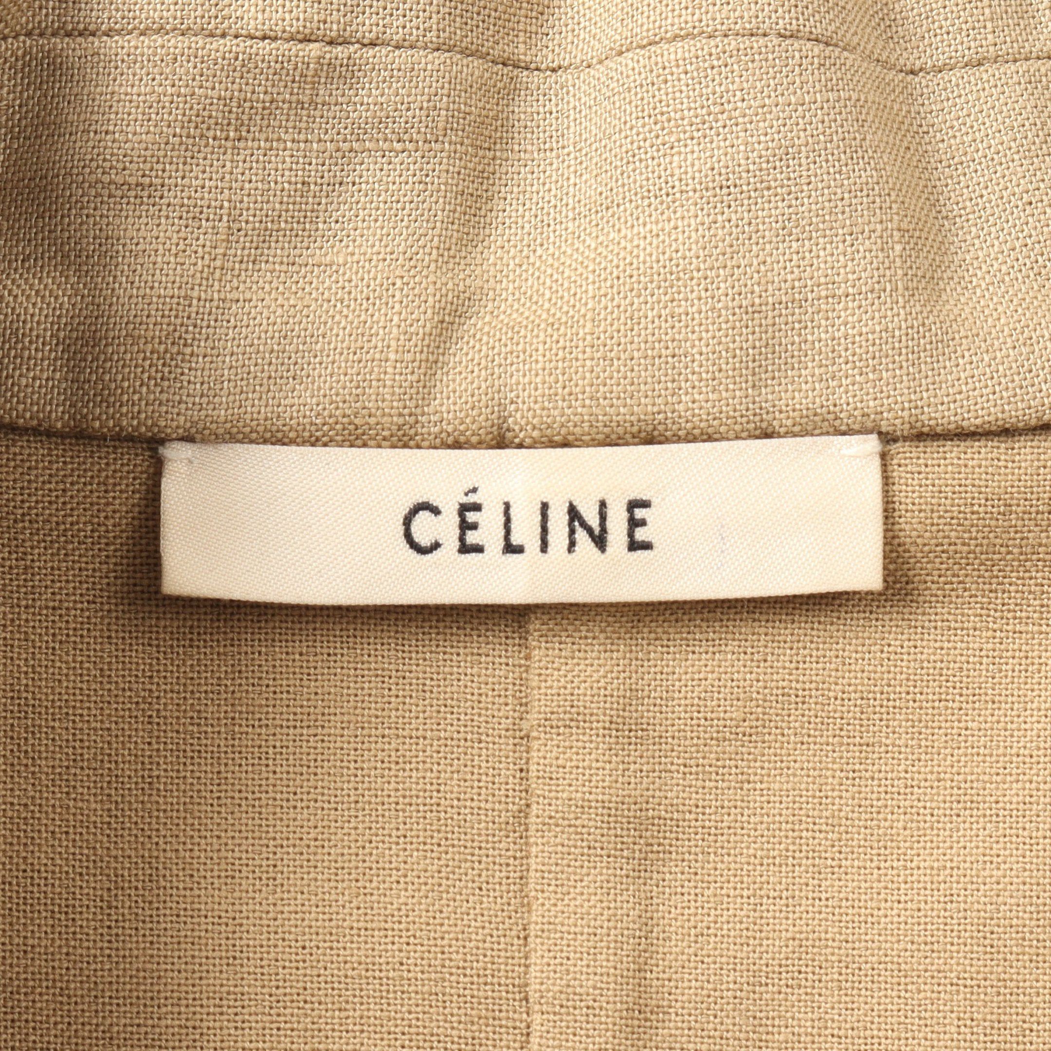 Celine Celine Gown Coat Linen Cotton Beige Size ONE SIZE - 3 Thumbnail
