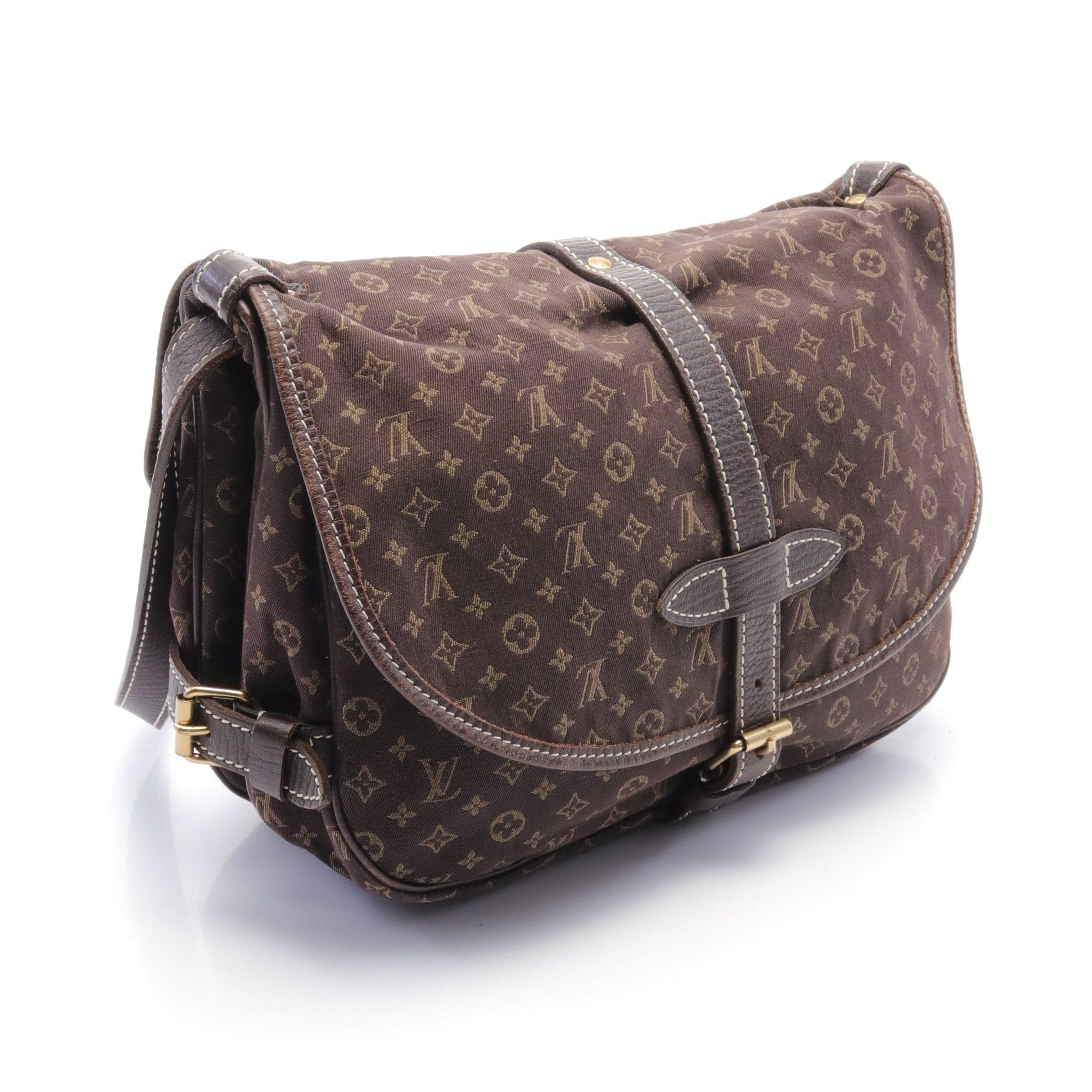 Louis Vuitton Louis Vuitton Saumur Monogram Mini Run Ebene Shoulder Bag Canvas Leather Dark Brown Size ONE SIZE - 2 Thumbnail