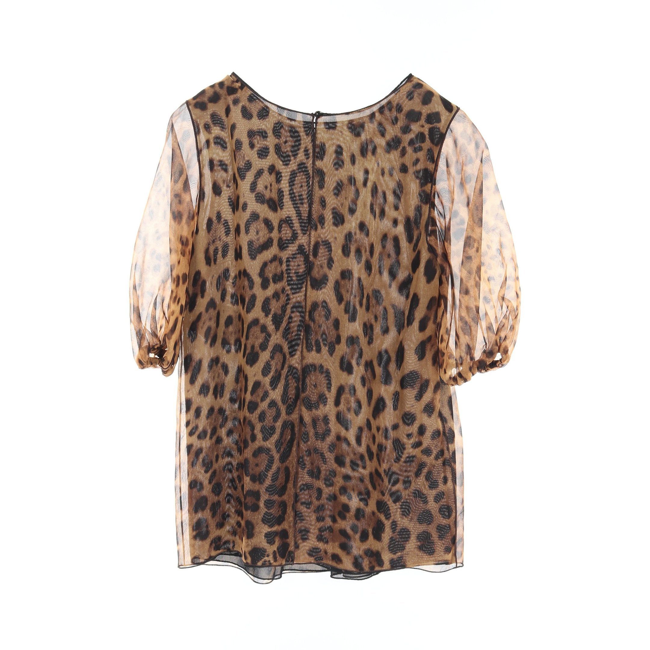 Dolce & Gabbana Dolce Gabbana Blouse Leopard Silk Brown Size ONE SIZE - 2 Thumbnail