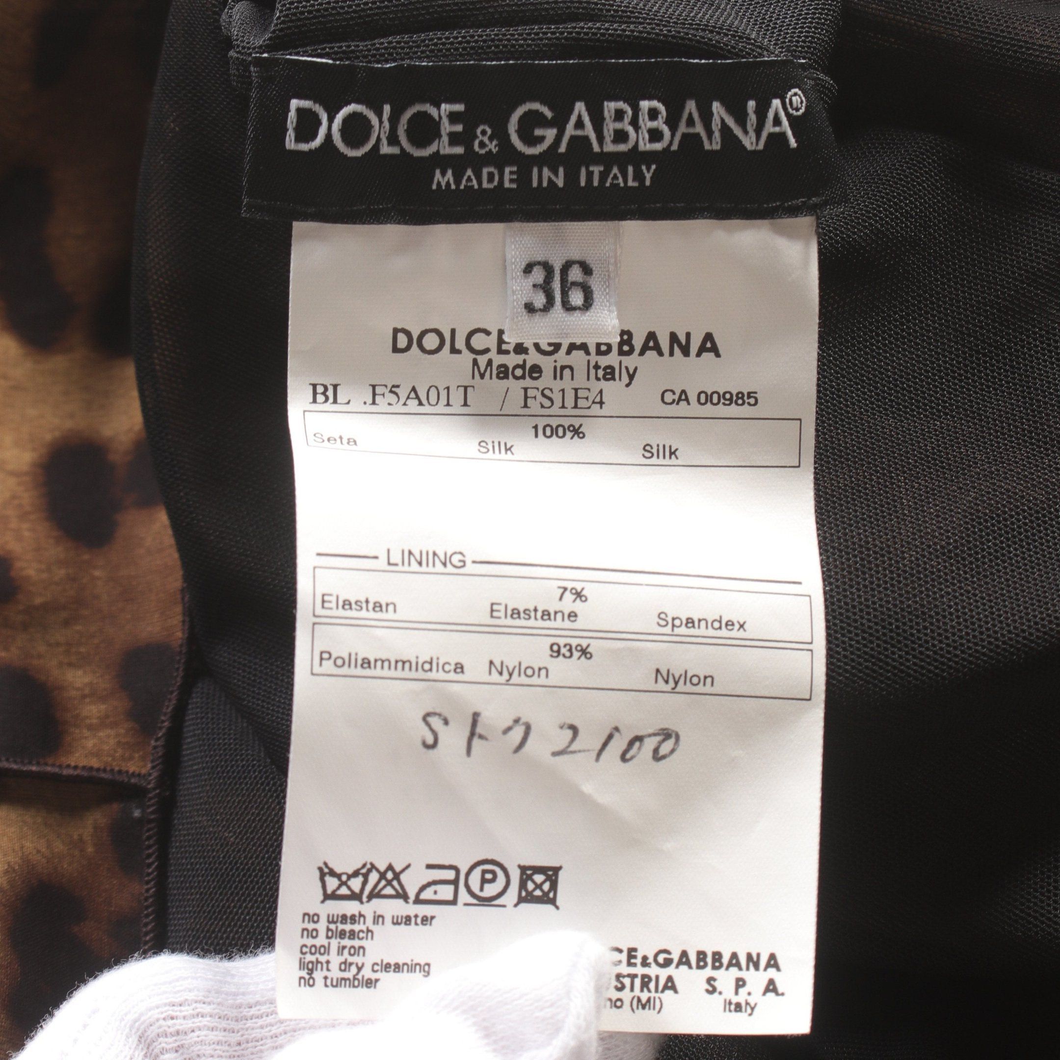 Dolce & Gabbana Dolce Gabbana Blouse Leopard Silk Brown Size ONE SIZE - 3 Thumbnail