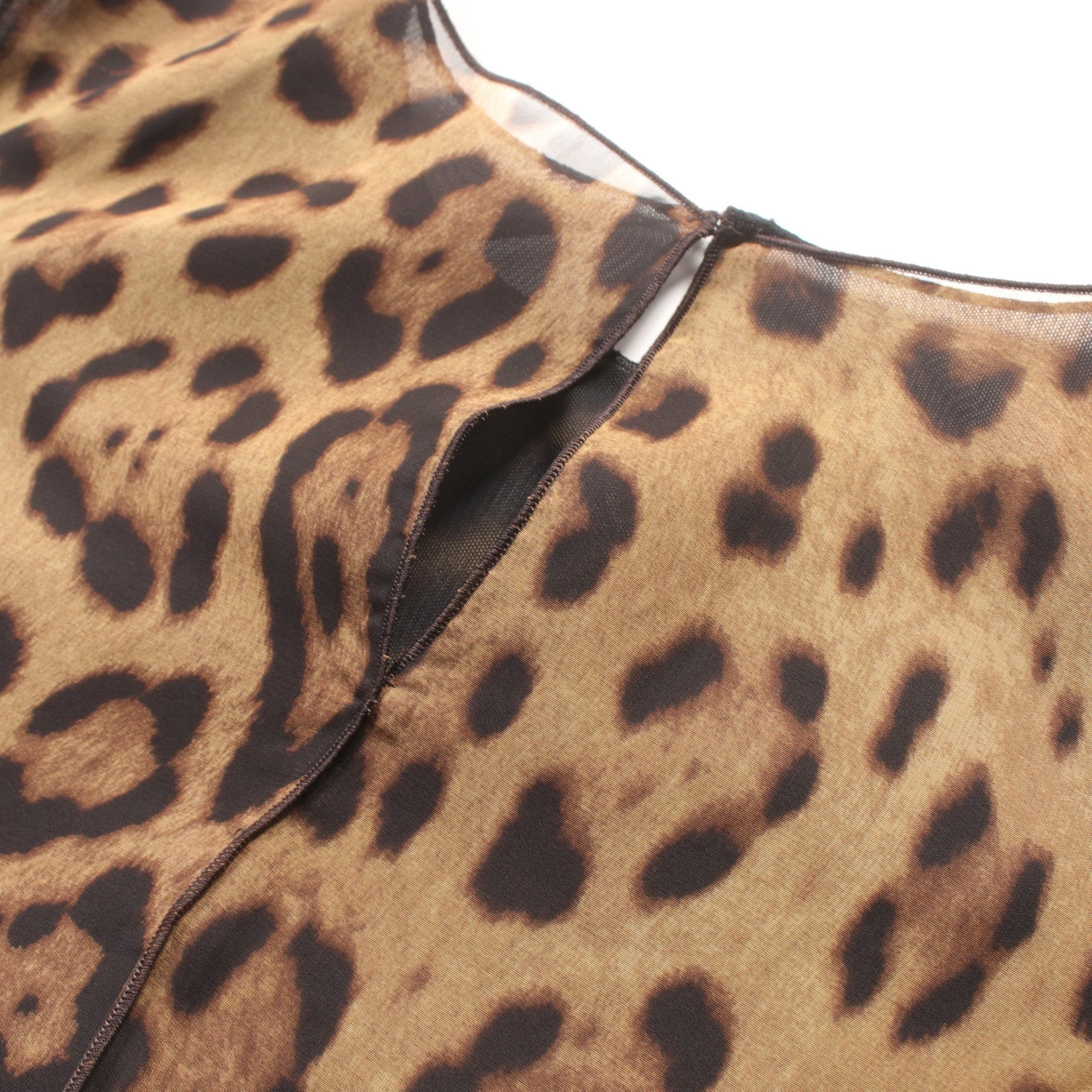Dolce & Gabbana Dolce Gabbana Blouse Leopard Silk Brown Size ONE SIZE - 5 Thumbnail