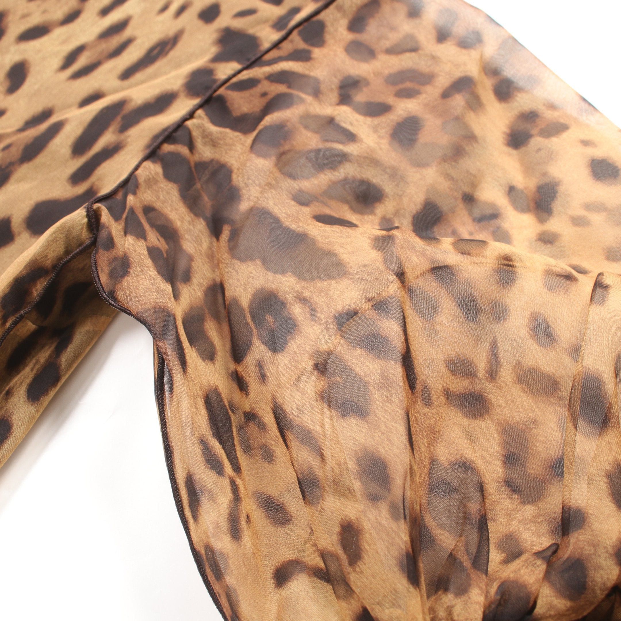 Dolce & Gabbana Dolce Gabbana Blouse Leopard Silk Brown Size ONE SIZE - 4 Thumbnail