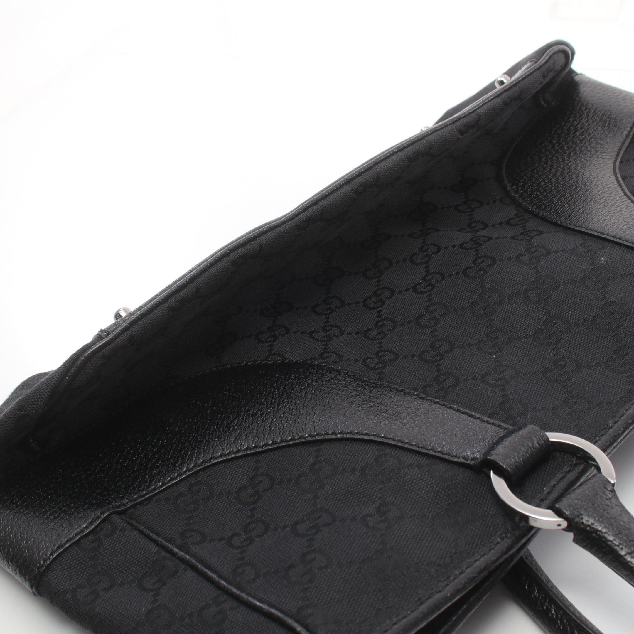 Gucci Gucci Gg Canvas Handbag Leather Black Size ONE SIZE - 8 Thumbnail