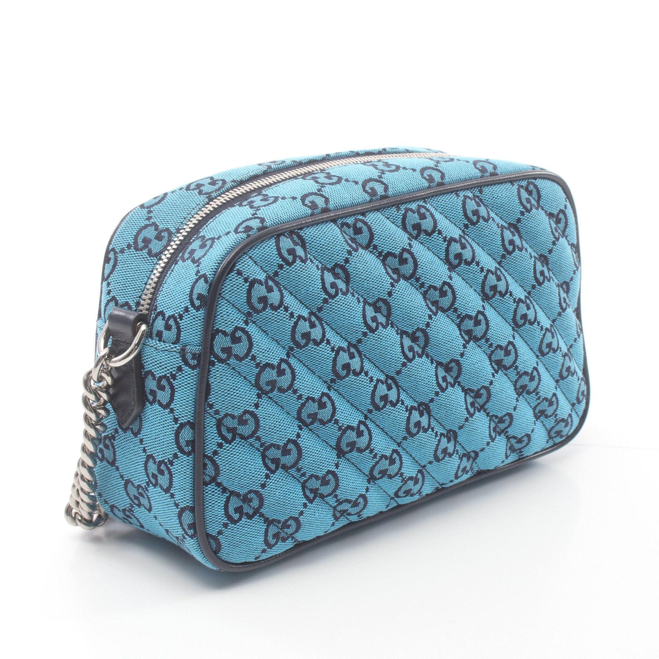 Gucci Gucci Gg Marmont Chain Shoulder Bag Canvas Leather Blue Navy Size ONE SIZE - 2 Thumbnail