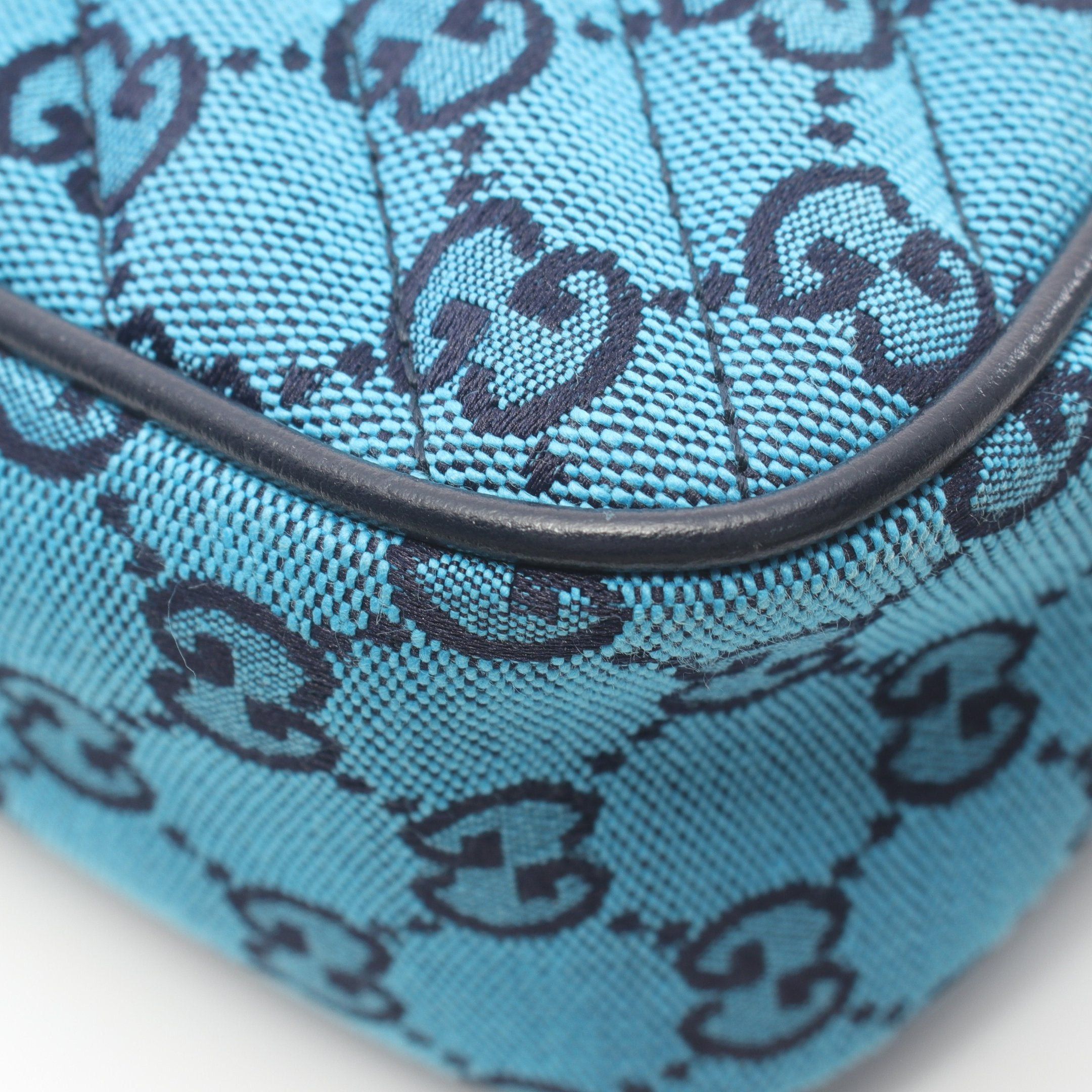 Gucci Gucci Gg Marmont Chain Shoulder Bag Canvas Leather Blue Navy Size ONE SIZE - 5 Thumbnail