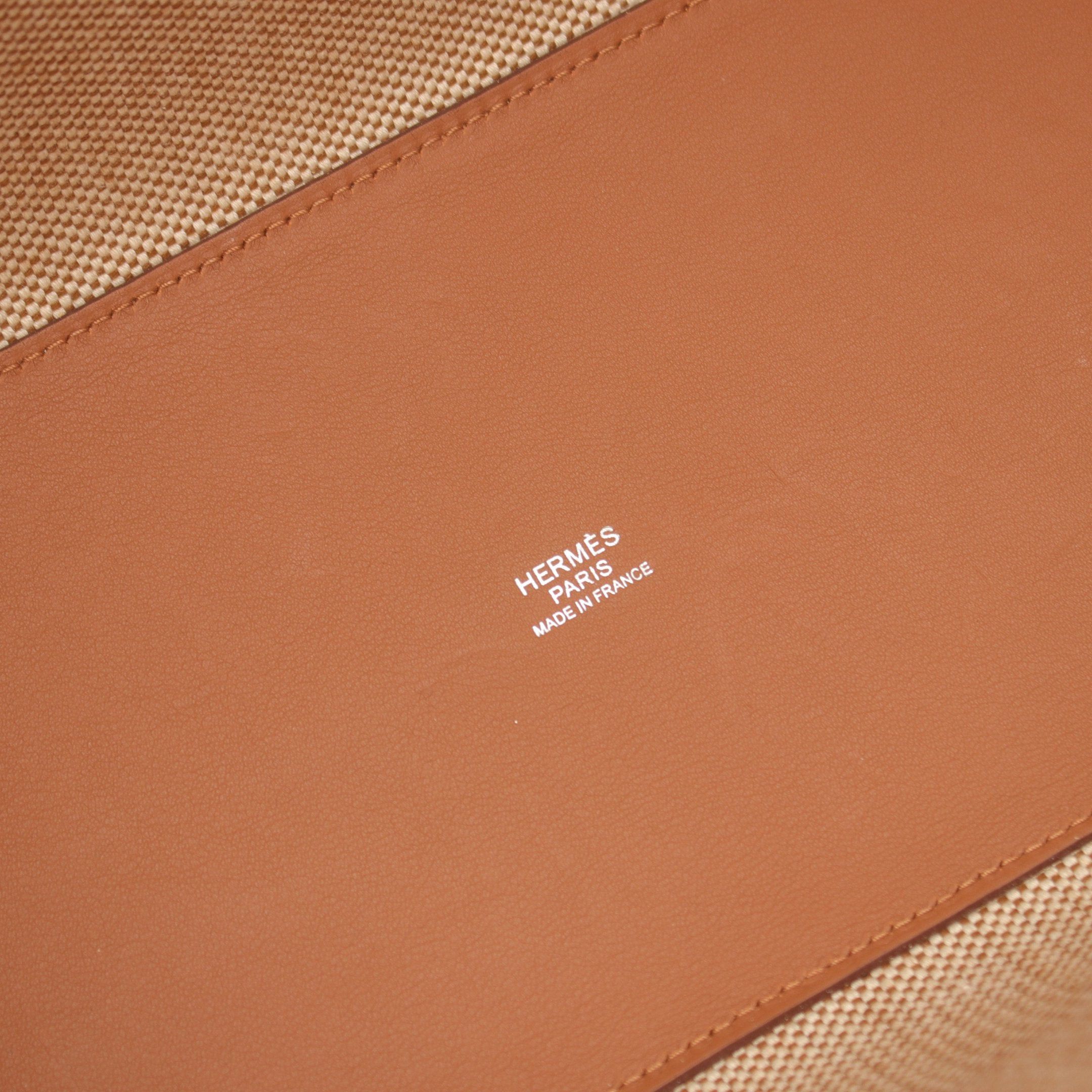 Hermes Hermes H Ambie Gm Natural Gold Handbag Tote Bag Toile Ash Veau Swift Off White Light Brown Z Stamp Size ONE SIZE - 4 Thumbnail