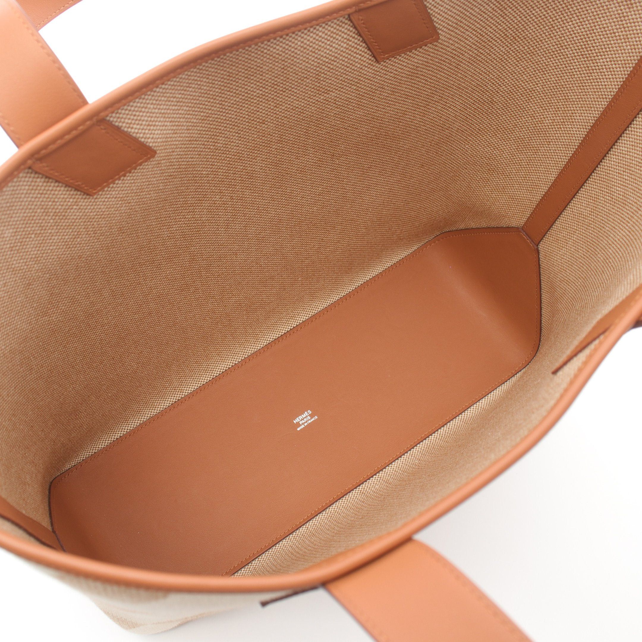 Hermes Hermes H Ambie Gm Natural Gold Handbag Tote Bag Toile Ash Veau Swift Off White Light Brown Z Stamp Size ONE SIZE - 3 Thumbnail