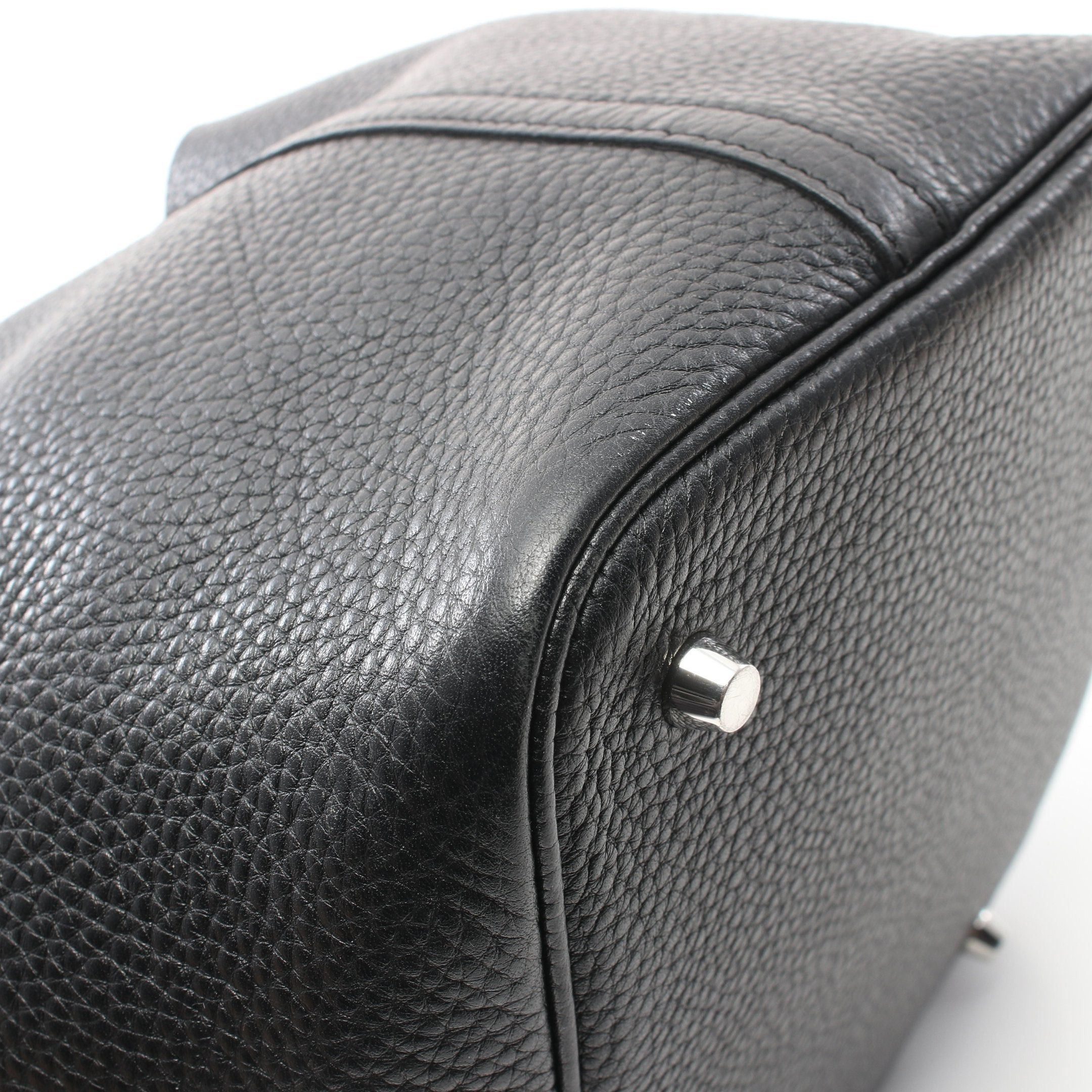 Hermes Hermes Picotane Lock Mm Handbag Clemence Leather Black Silver Hardware X Stamp Size ONE SIZE - 8 Thumbnail