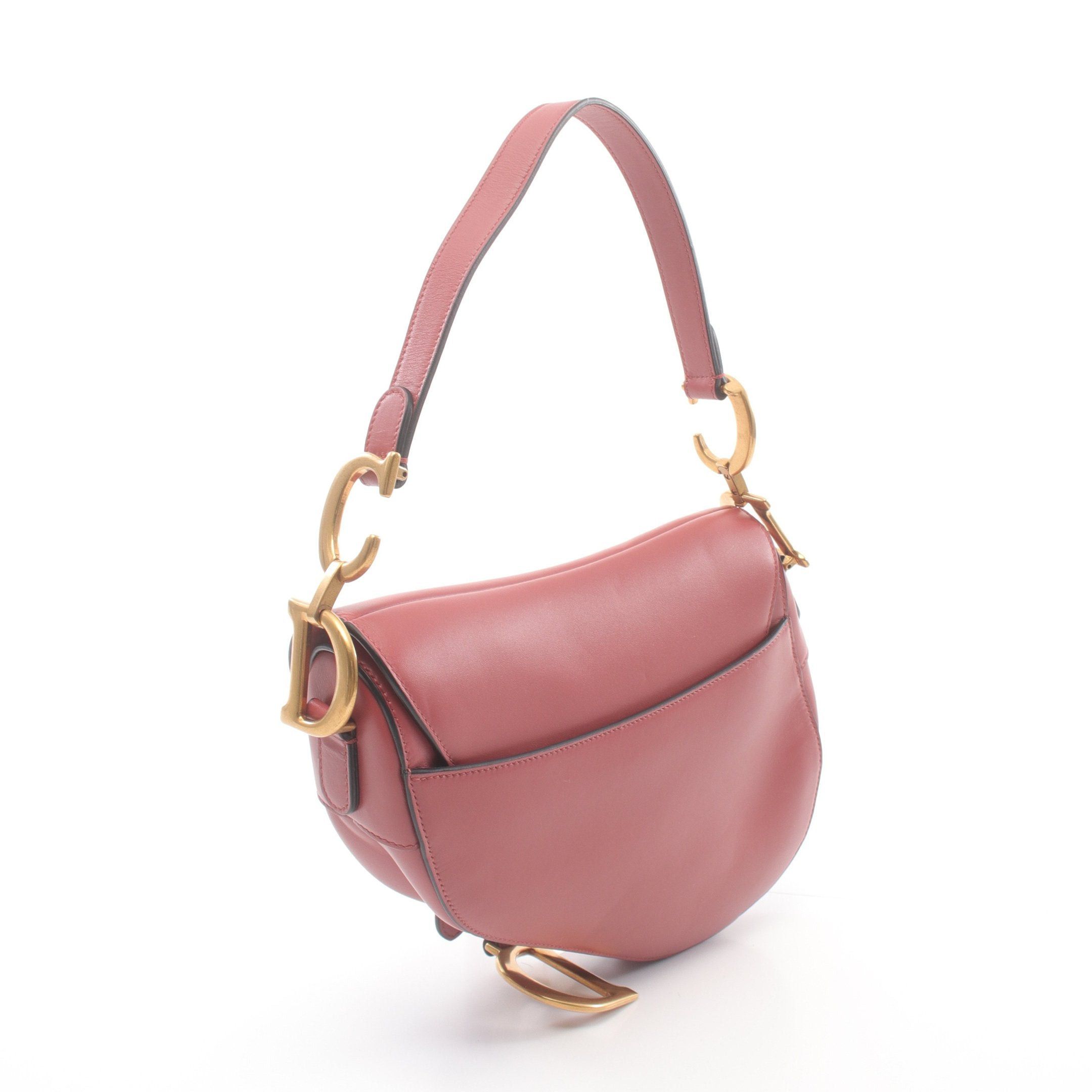 Dior Dior Saddle Bag Handbag Leather Pink Red Size ONE SIZE - 2 Thumbnail