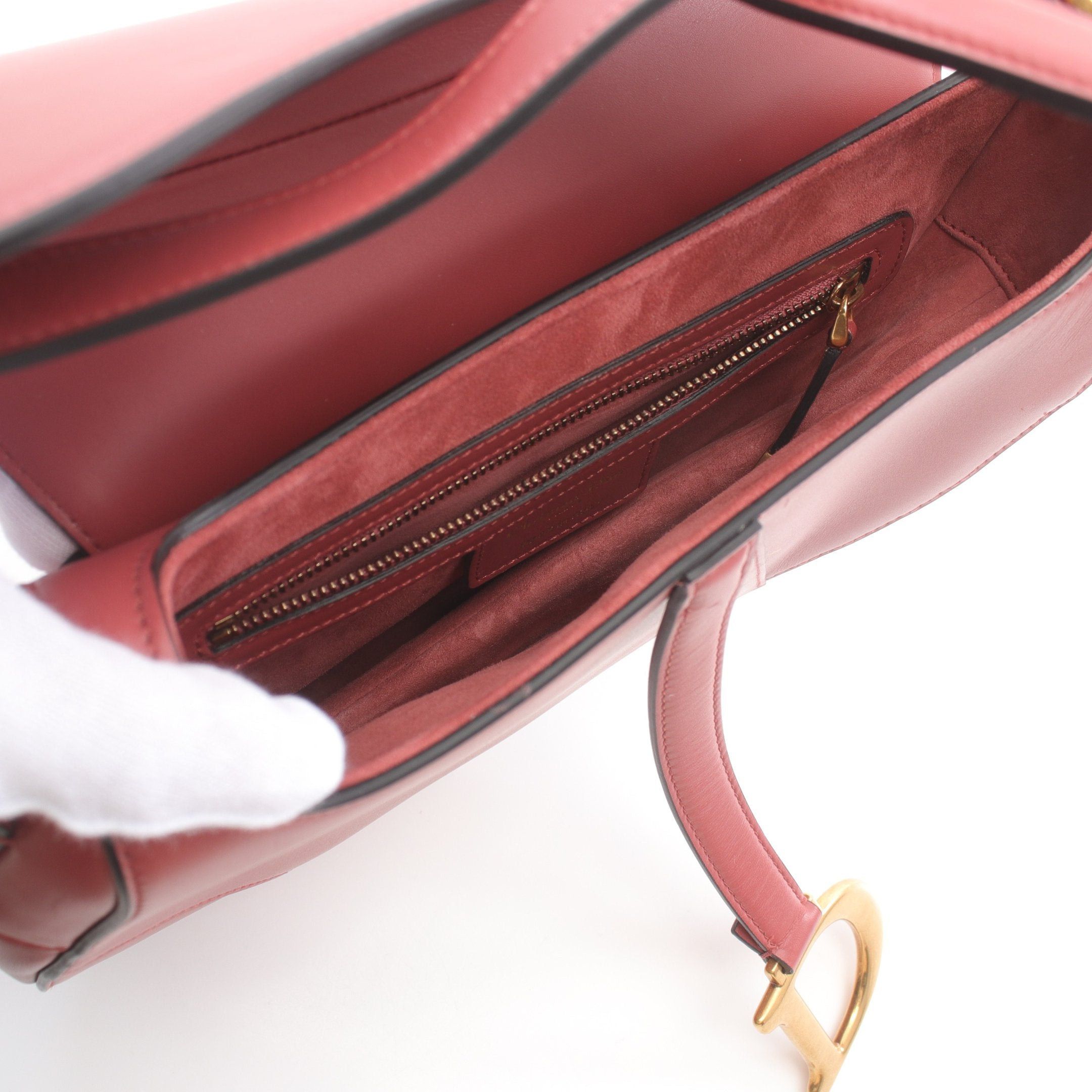 Dior Dior Saddle Bag Handbag Leather Pink Red Size ONE SIZE - 3 Thumbnail