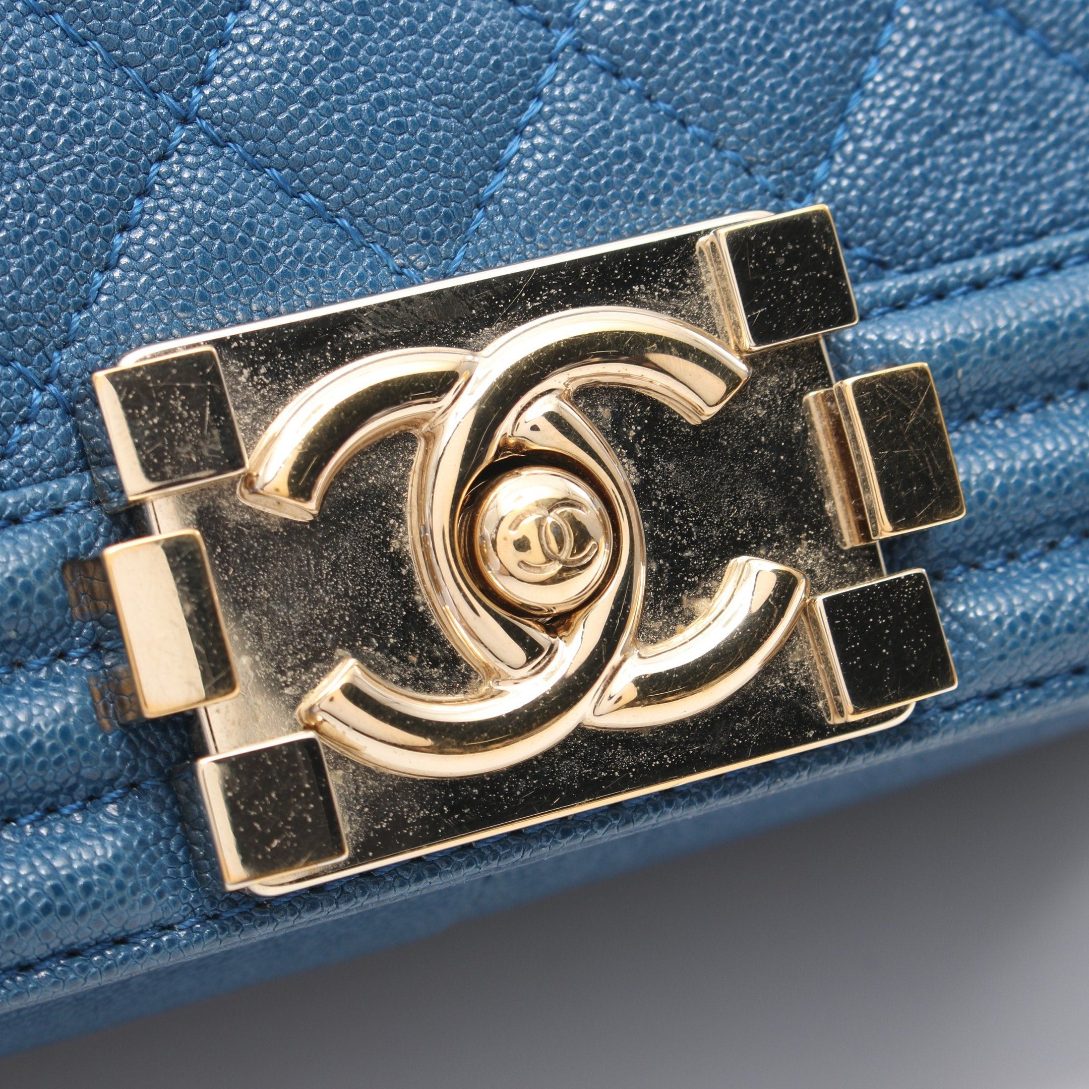 Chanel Chanel Boy Chanel Matelasse Chain Shoulder Bag Caviar Skin Dark Blue Gold Hardware Size ONE SIZE - 8 Thumbnail