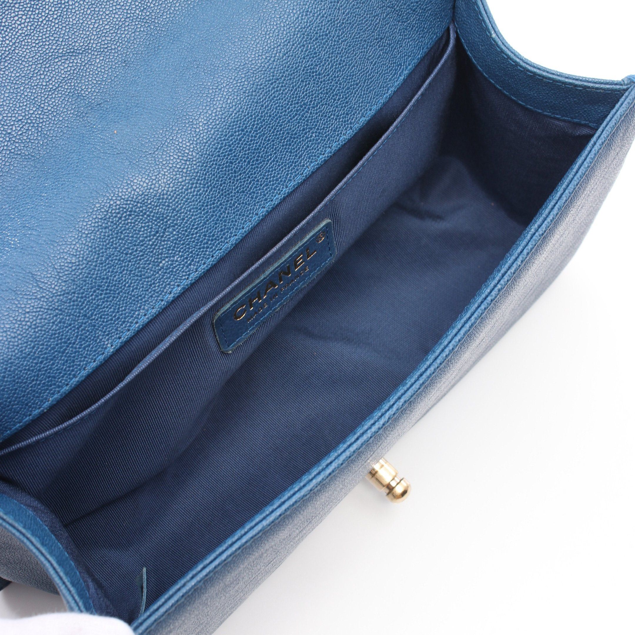 Chanel Chanel Boy Chanel Matelasse Chain Shoulder Bag Caviar Skin Dark Blue Gold Hardware Size ONE SIZE - 3 Thumbnail