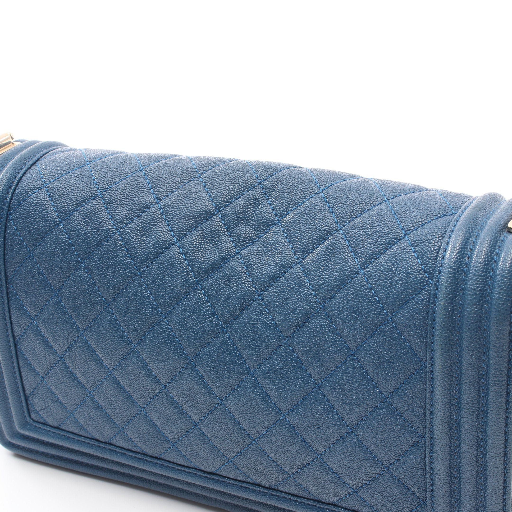 Chanel Chanel Boy Chanel Matelasse Chain Shoulder Bag Caviar Skin Dark Blue Gold Hardware Size ONE SIZE - 6 Thumbnail