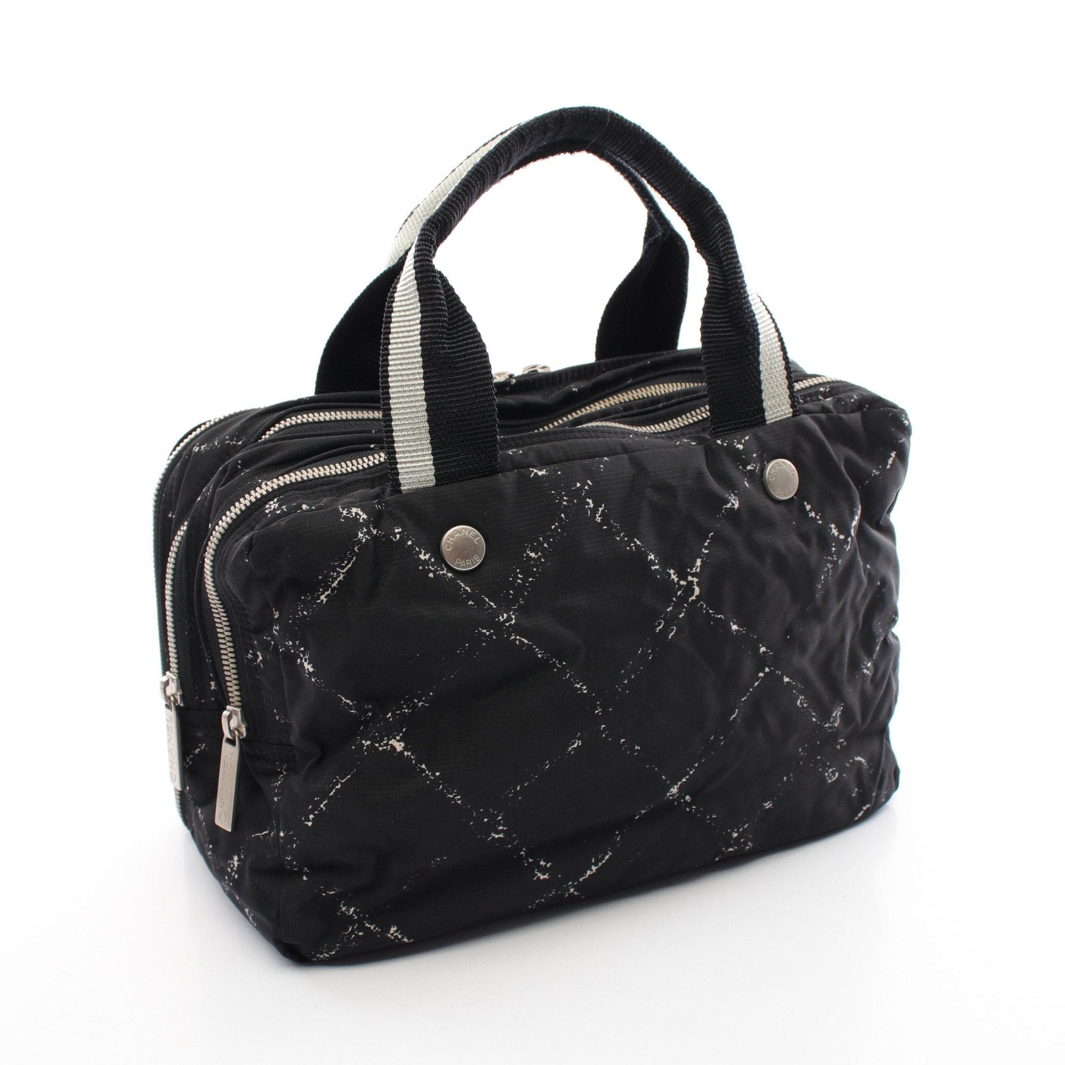 Chanel Chanel Old Travel Line Handbag Nylon Black Ivory Silver Hardware Size ONE SIZE - 2 Thumbnail