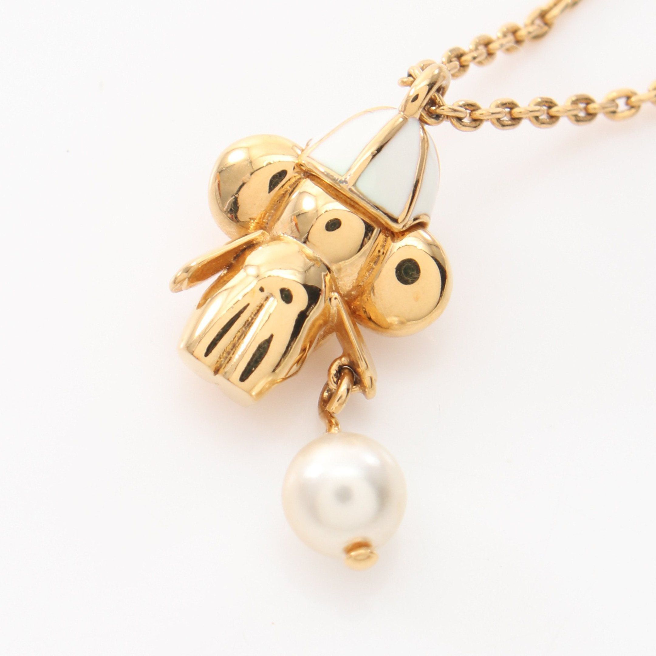 Louis Vuitton Louis Vuitton Vivienne Necklace Gp Fake Pearl Gold White Size ONE SIZE - 2 Thumbnail