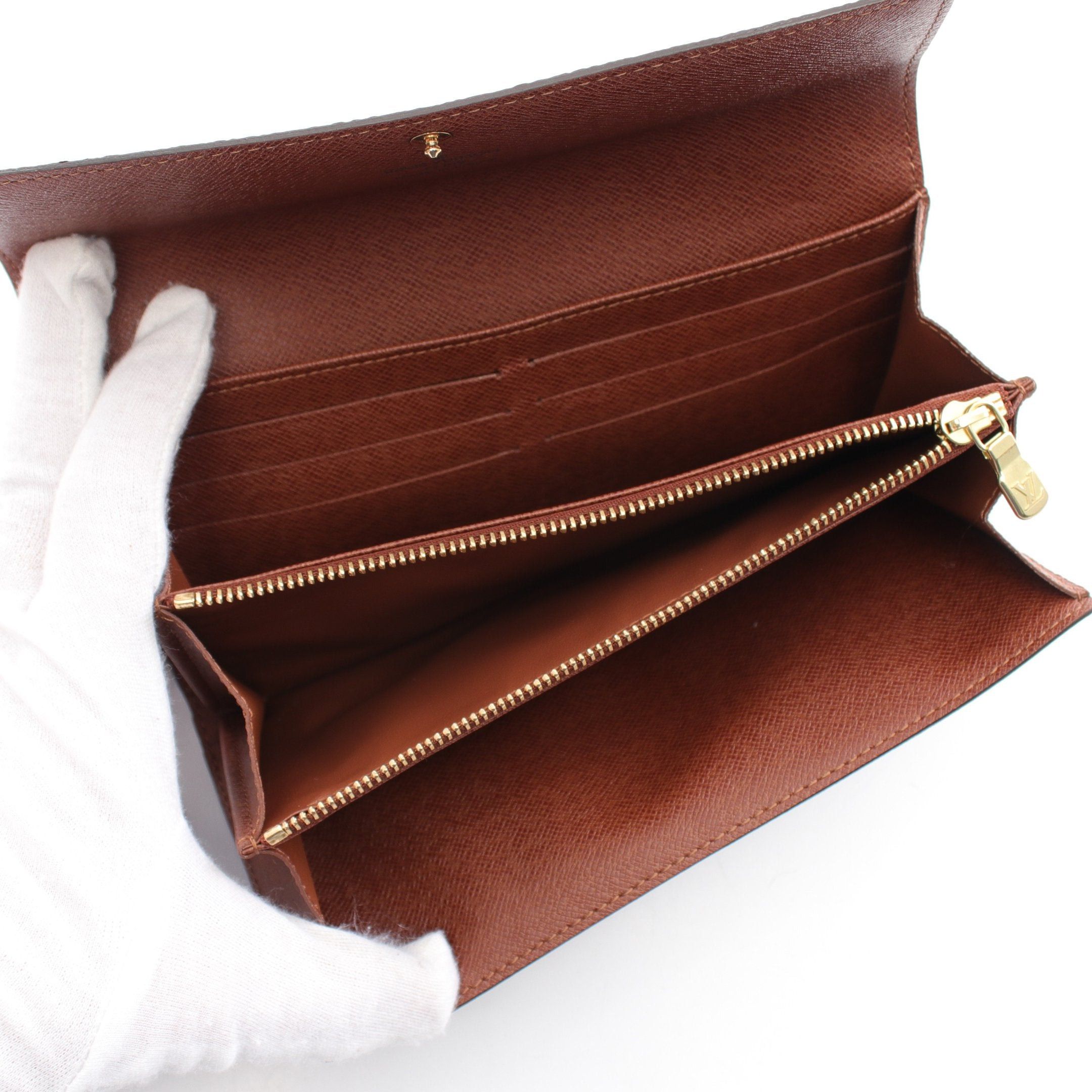 Louis Vuitton Louis Vuitton Portefeuil Sara Monogram Bi-Fold Long Wallet Leather Brown Size ONE SIZE - 3 Thumbnail