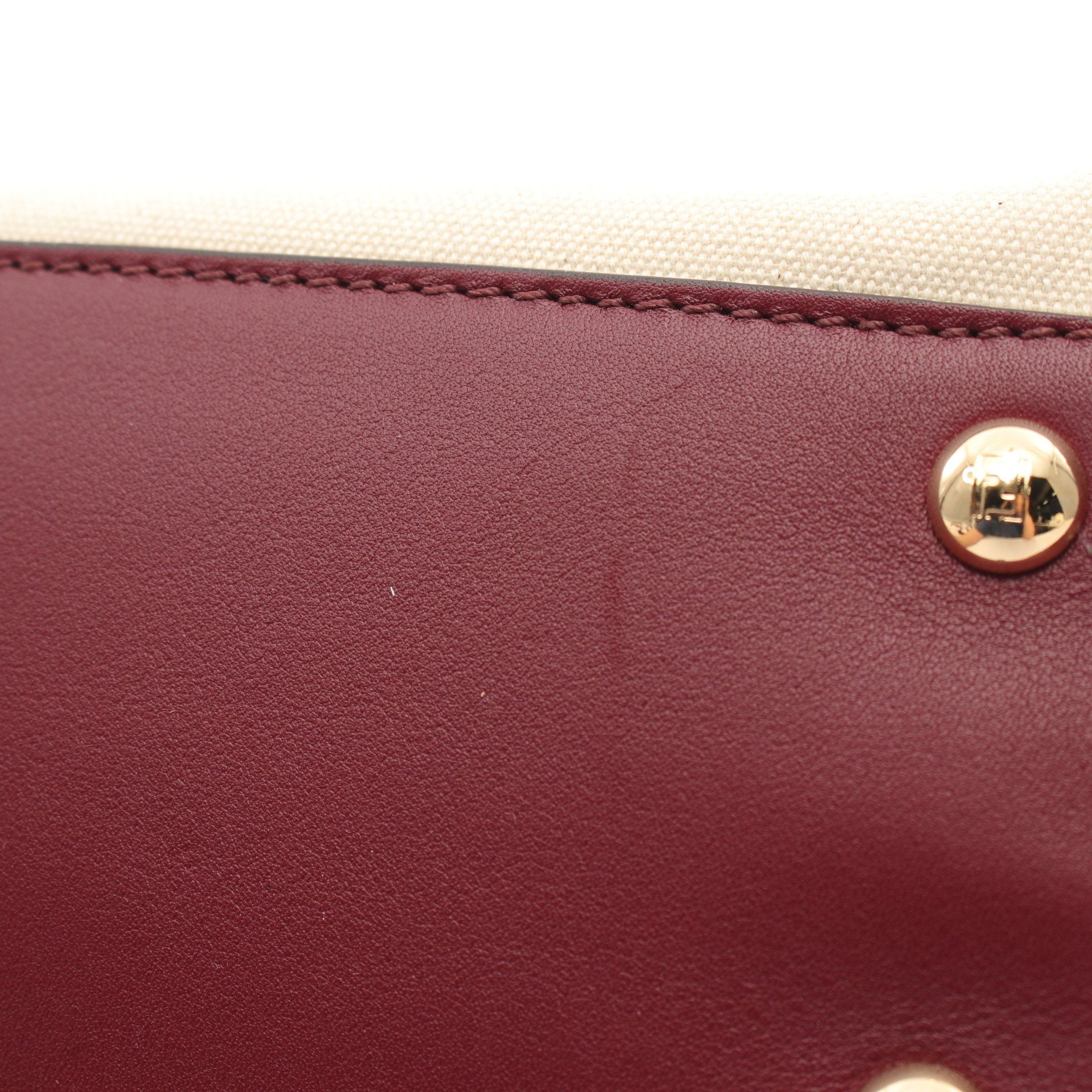 Fendi Fendi Peekaboo Regular Handbag Embossing Canvas Leather Ivory Bordeaux Pink Size ONE SIZE - 6 Thumbnail
