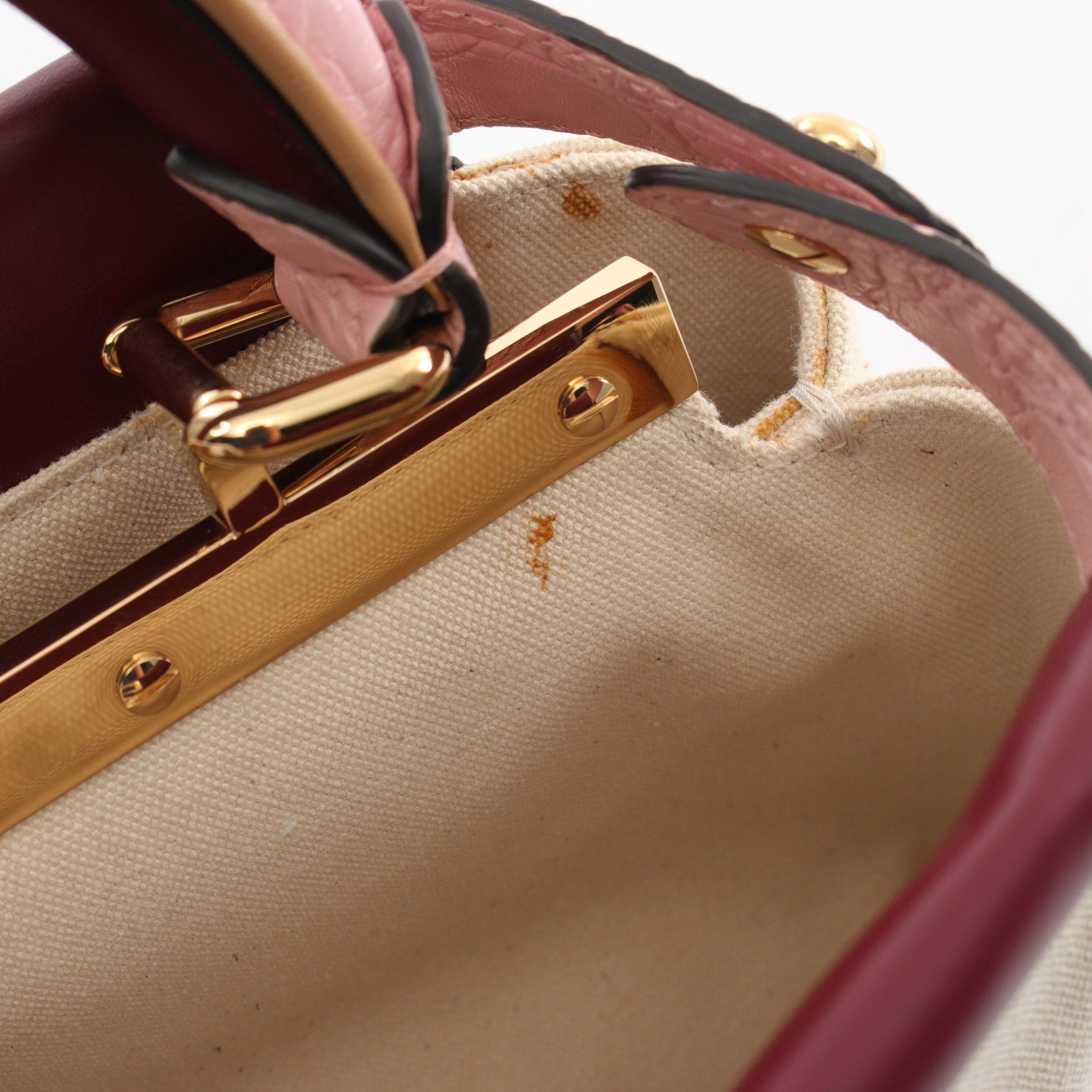 Fendi Fendi Peekaboo Regular Handbag Embossing Canvas Leather Ivory Bordeaux Pink Size ONE SIZE - 7 Thumbnail