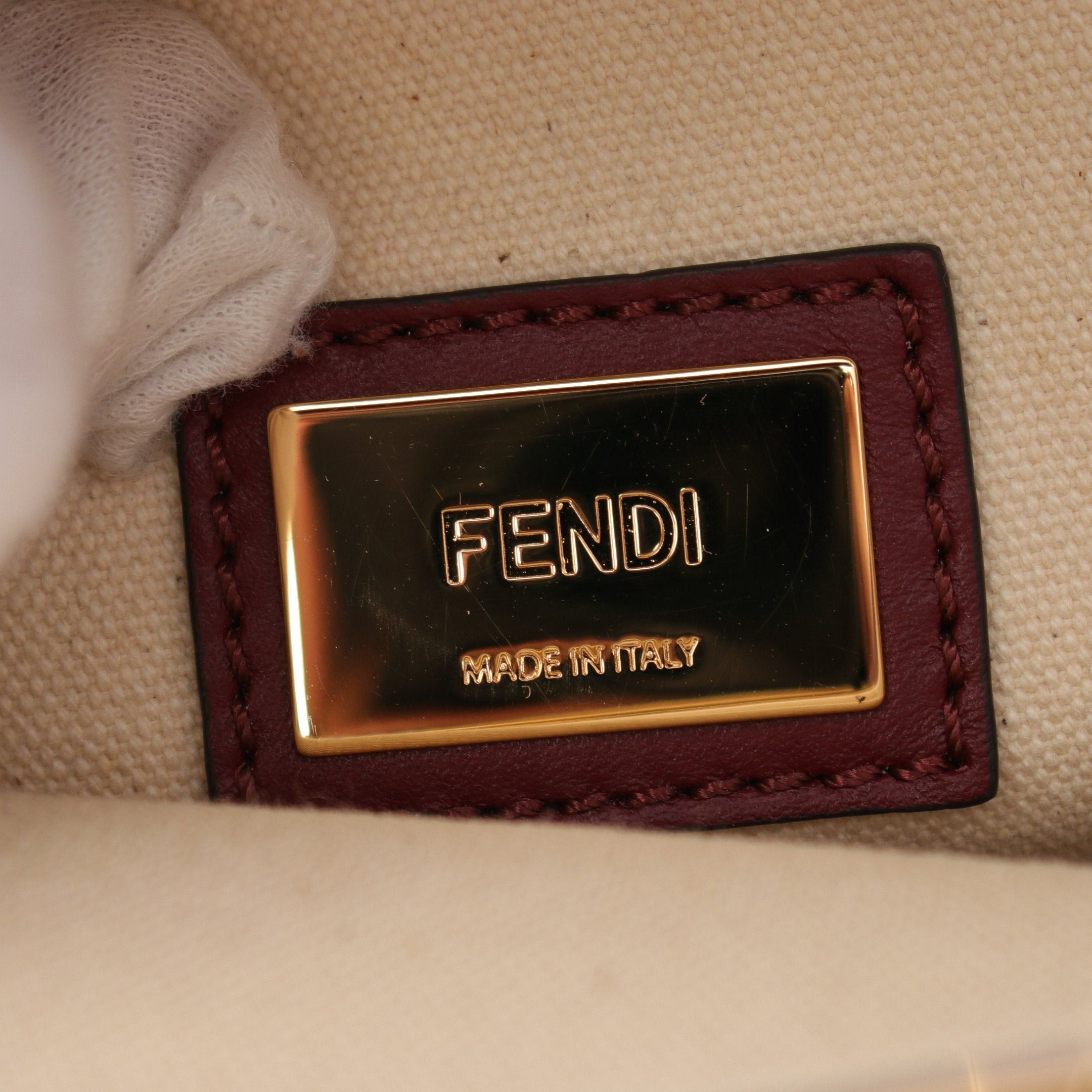 Fendi Fendi Peekaboo Regular Handbag Embossing Canvas Leather Ivory Bordeaux Pink Size ONE SIZE - 4 Thumbnail