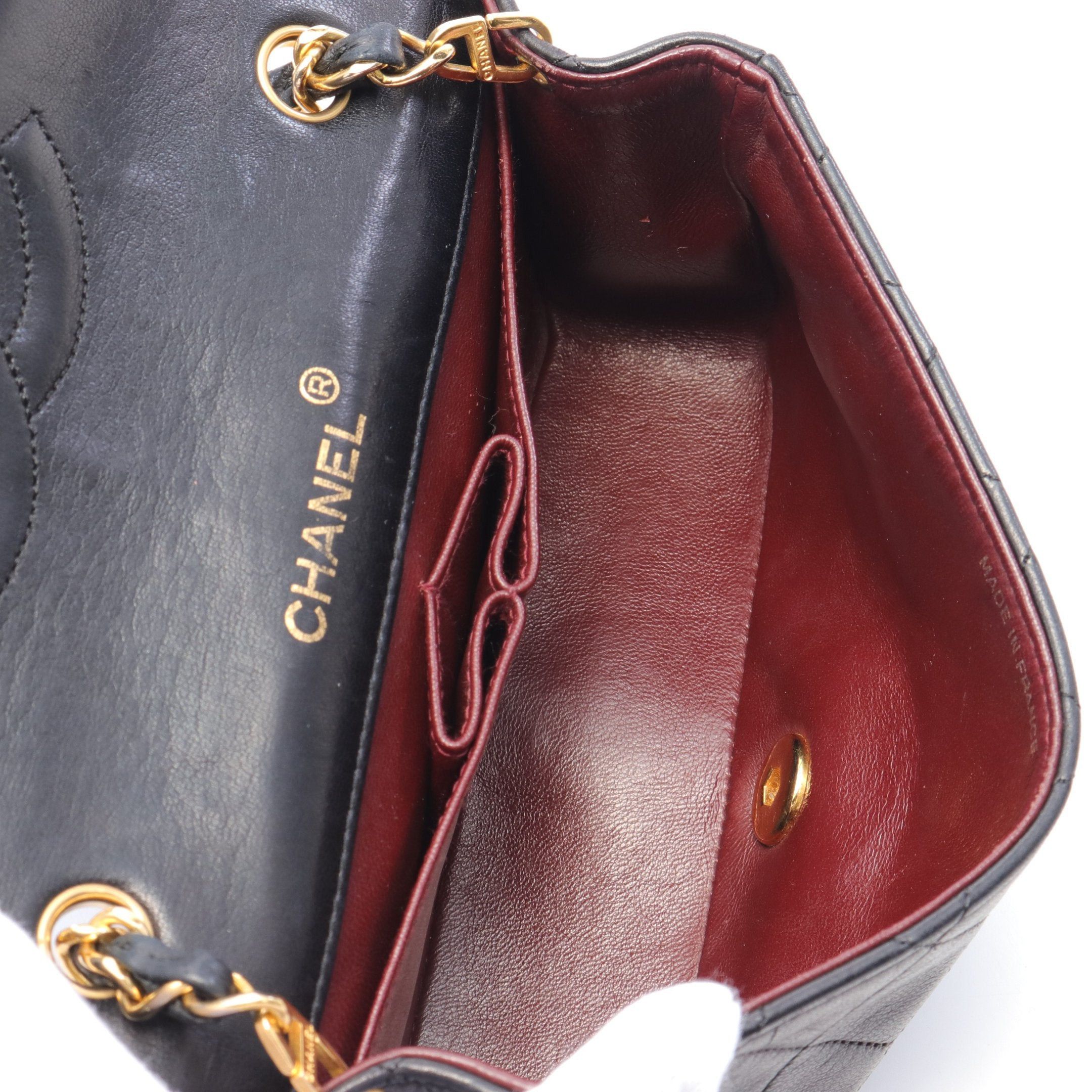 Chanel Chanel Mini Matelasse Full Flap Chain Shoulder Bag Lambskin Black Gold Hardware Size ONE SIZE - 3 Thumbnail
