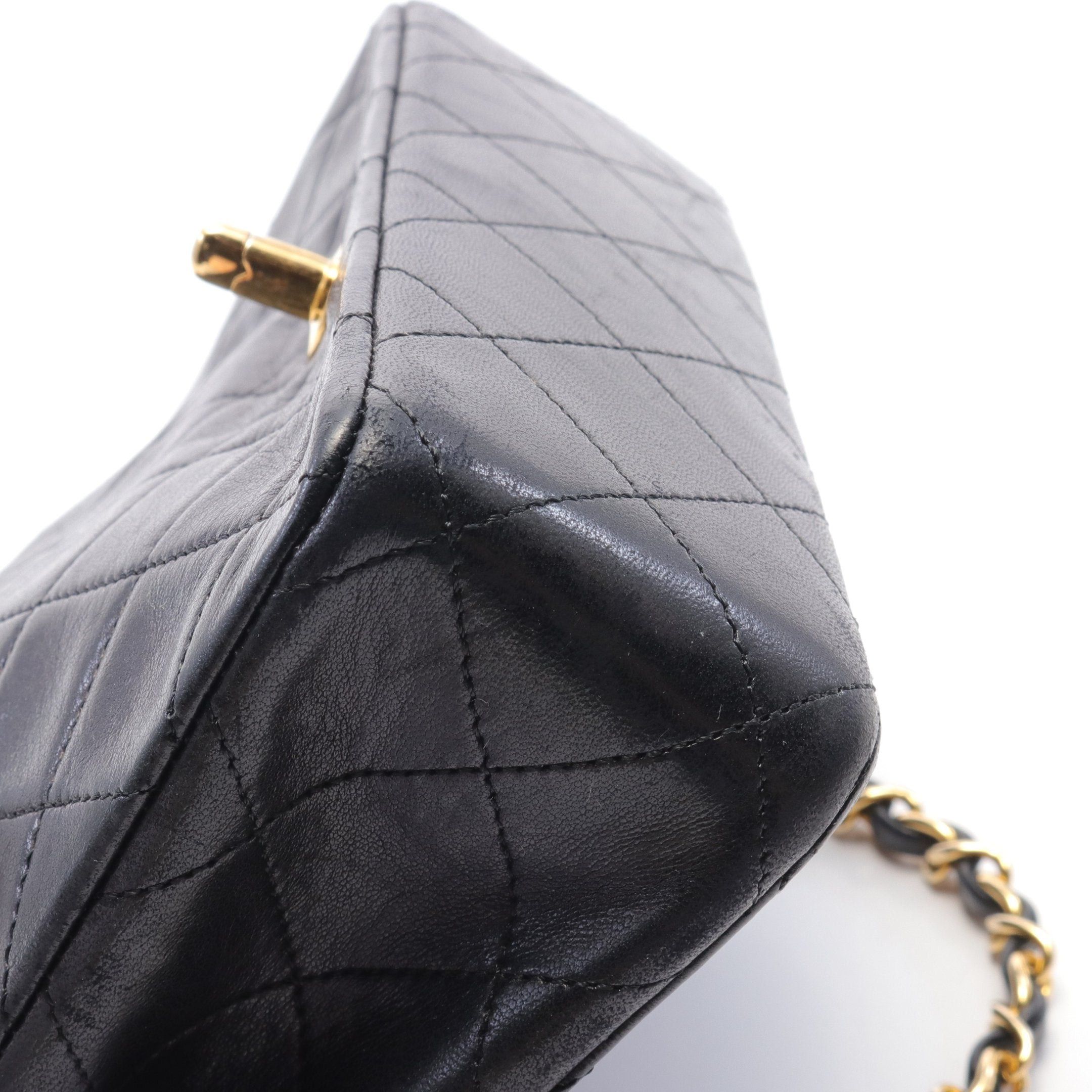 Chanel Chanel Mini Matelasse Full Flap Chain Shoulder Bag Lambskin Black Gold Hardware Size ONE SIZE - 7 Thumbnail