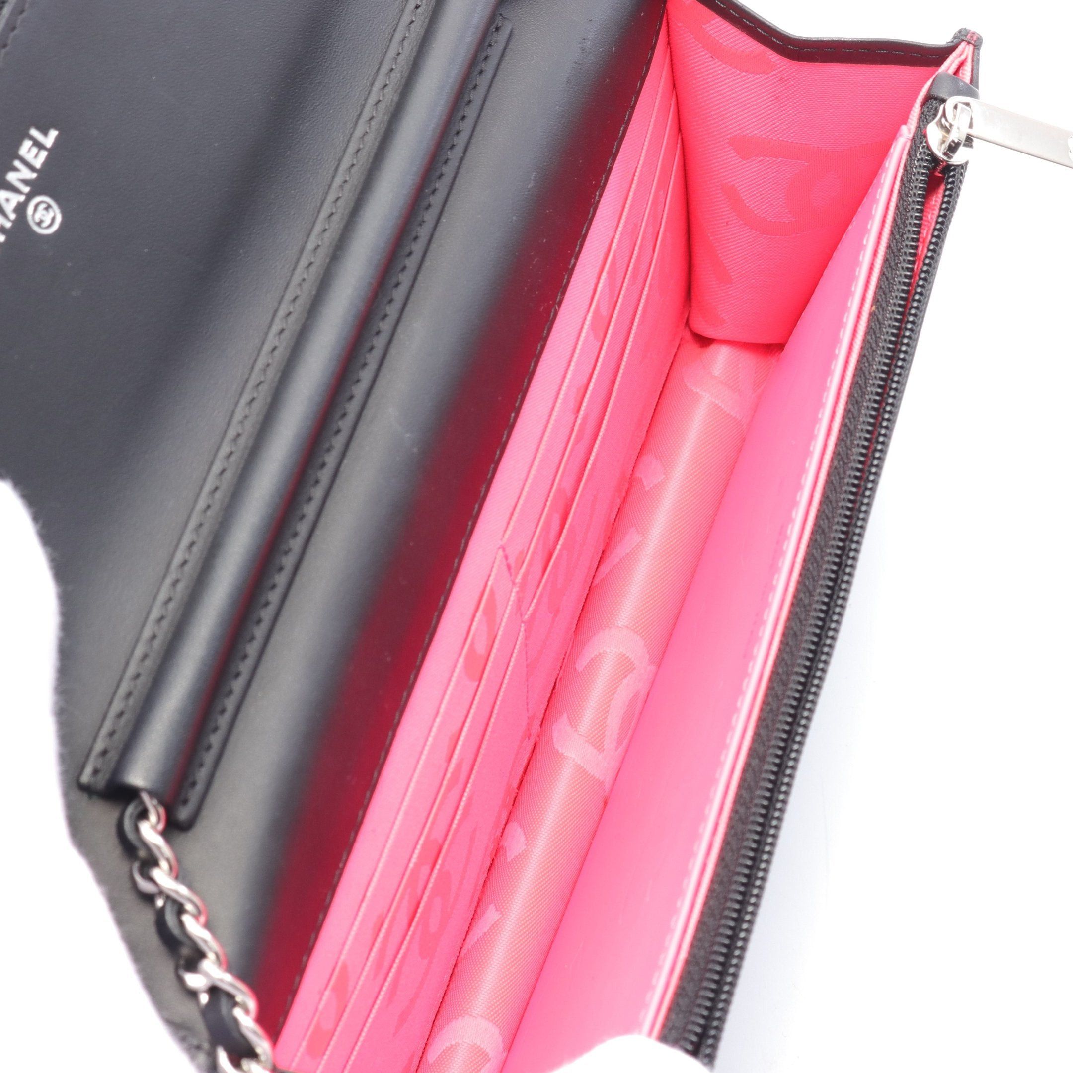 Chanel Chanel Cambon Line Chain Wallet Leather Patent Black Silver Hardware Size ONE SIZE - 3 Thumbnail