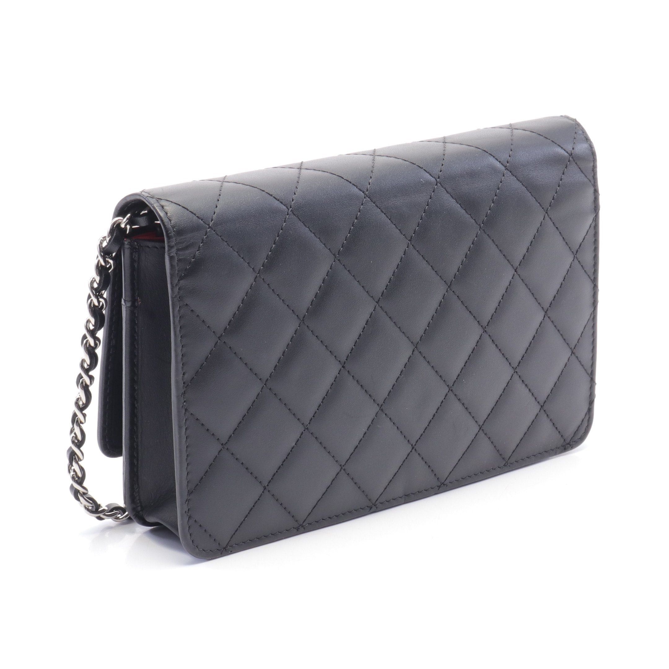 Chanel Chanel Cambon Line Chain Wallet Leather Patent Black Silver Hardware Size ONE SIZE - 2 Thumbnail