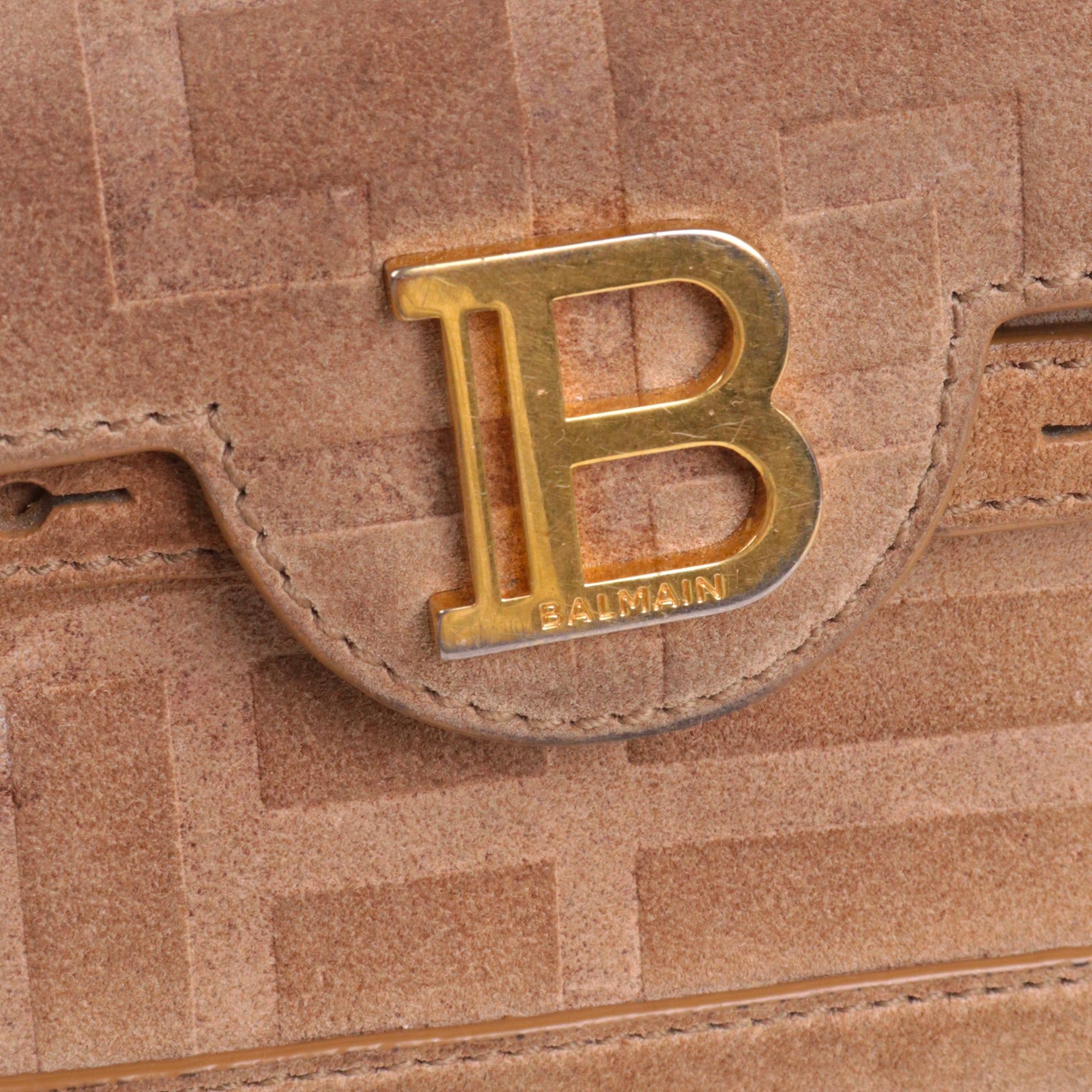 Balmain BALMAIN - Balmain B-Buzz 22 shoulder bag in brown suede Size ONE SIZE - 7 Thumbnail
