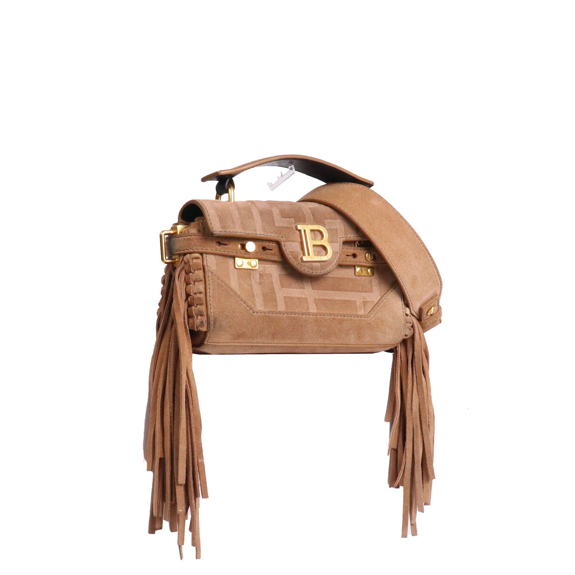Balmain BALMAIN - Balmain B-Buzz 22 shoulder bag in brown suede Size ONE SIZE - 2 Thumbnail