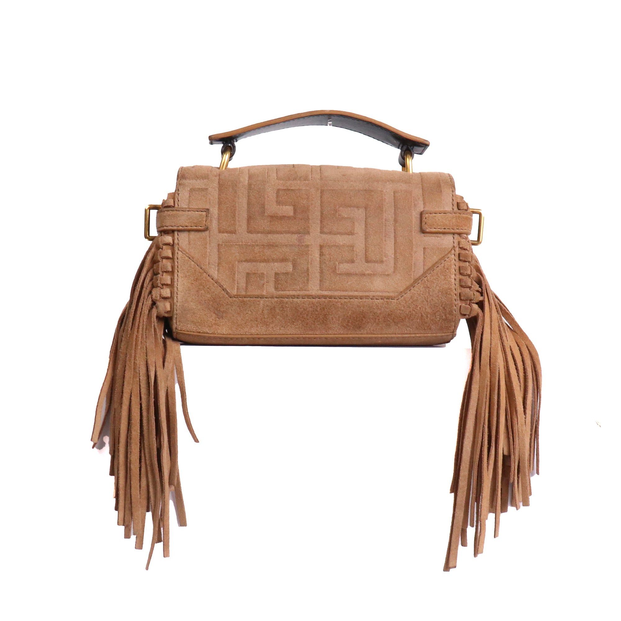 Balmain BALMAIN - Balmain B-Buzz 22 shoulder bag in brown suede Size ONE SIZE - 3 Thumbnail