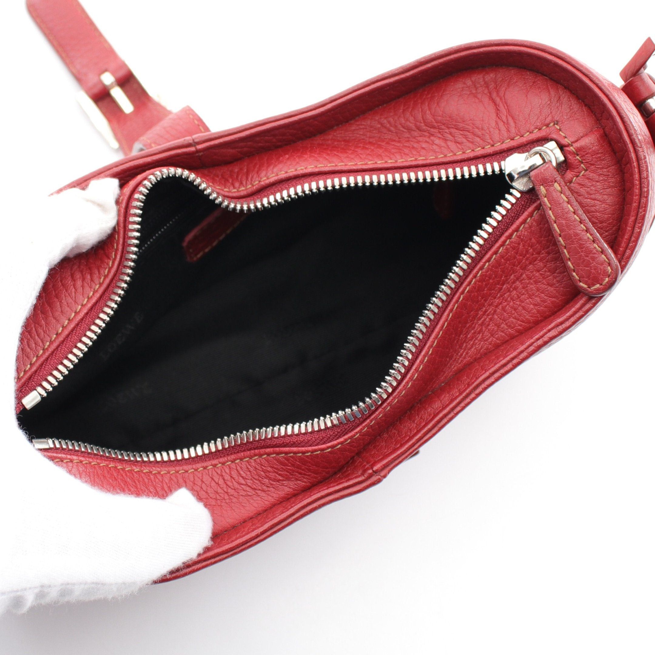 Loewe Loewe Handbag Logo Embossed Leather Red Size ONE SIZE - 3 Thumbnail
