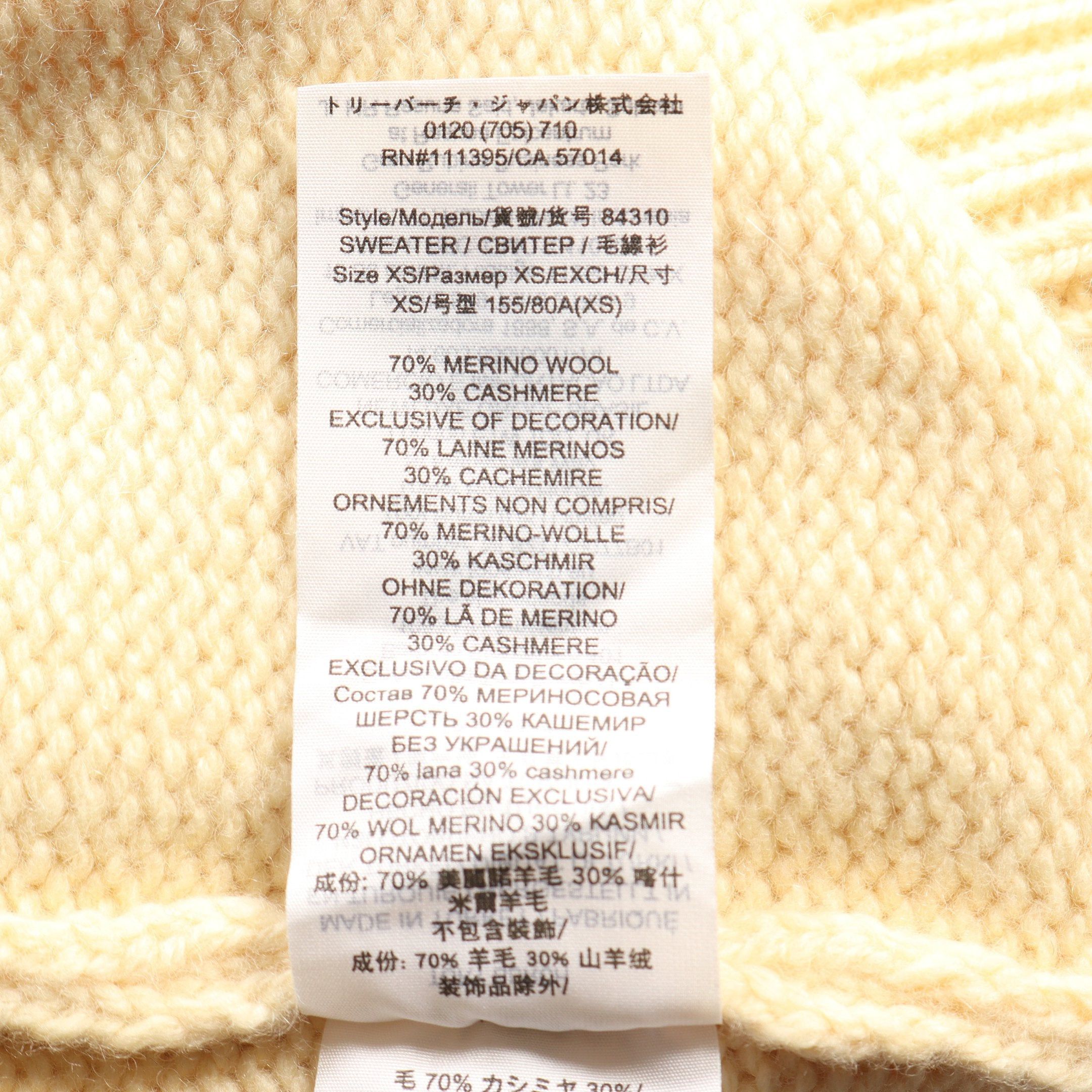 Tory Burch Tory Burch Knit Turtleneck Wool Cashmere Light Yellow Size ONE SIZE - 5 Thumbnail