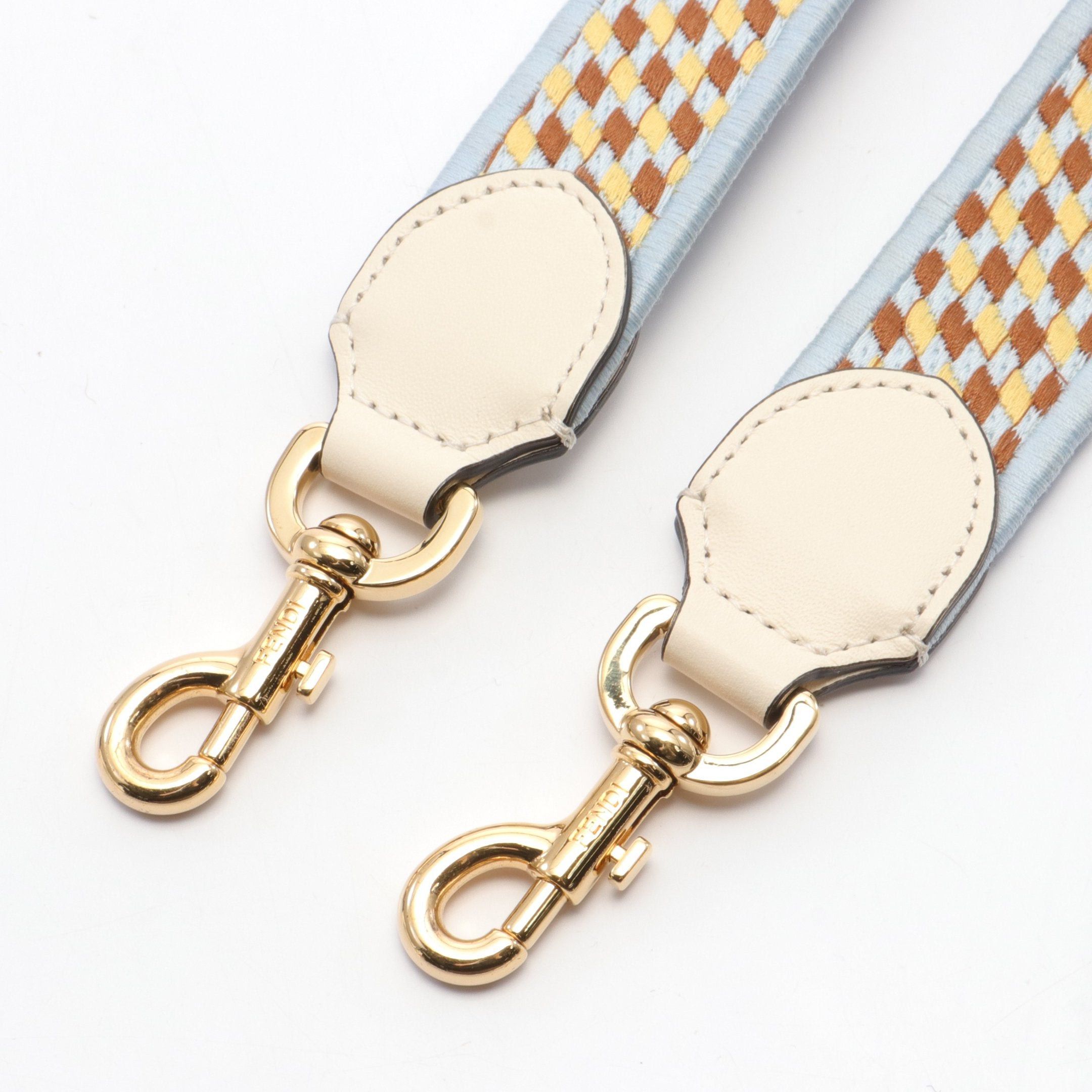 Fendi Fendi Strap You Shoulder Logo Canvas Leather Light Blue Multicolor Size ONE SIZE - 3 Thumbnail