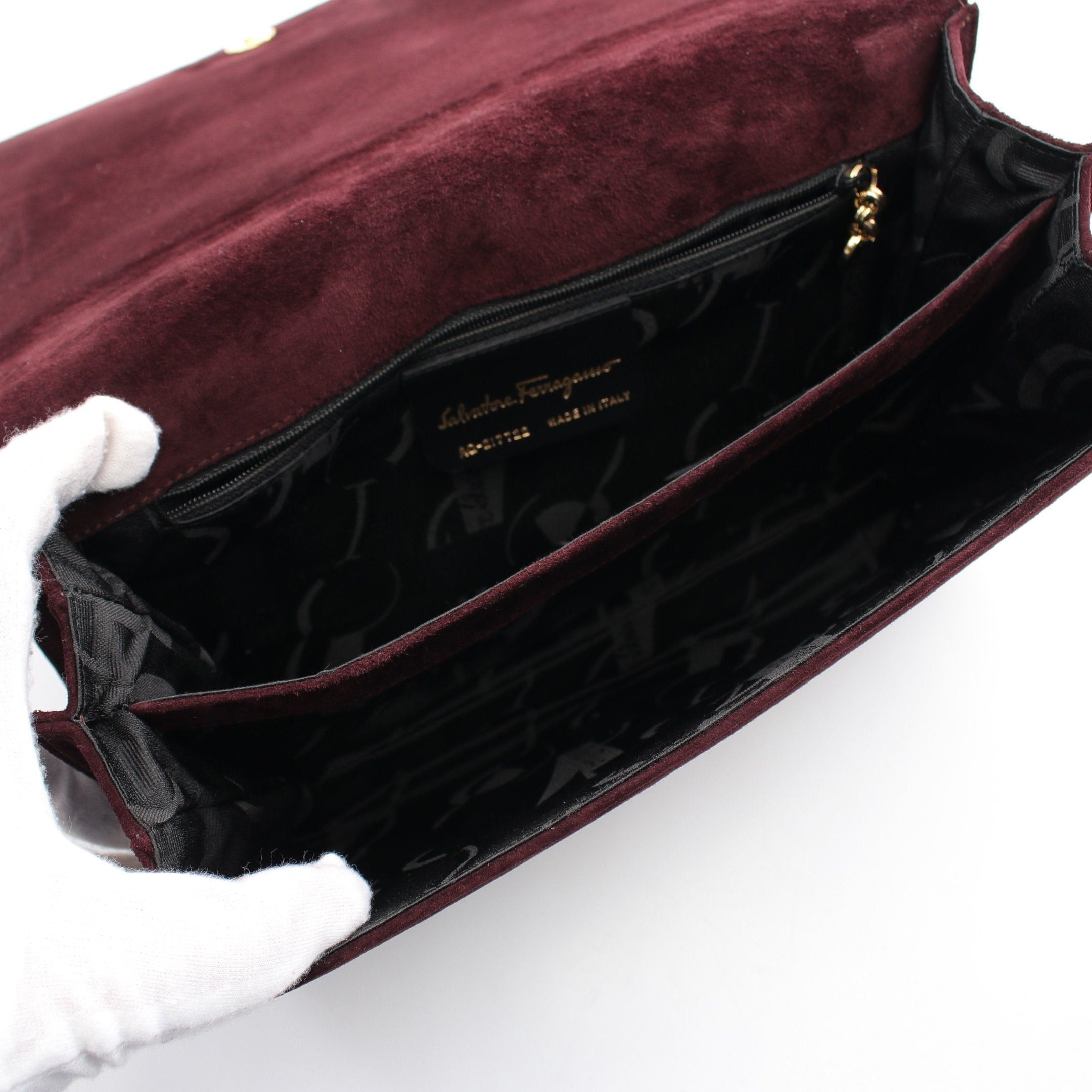 Salvatore Ferragamo Salvatore Ferragamo Gancini Shoulder Bag Suede Dark Brown Size ONE SIZE - 3 Thumbnail