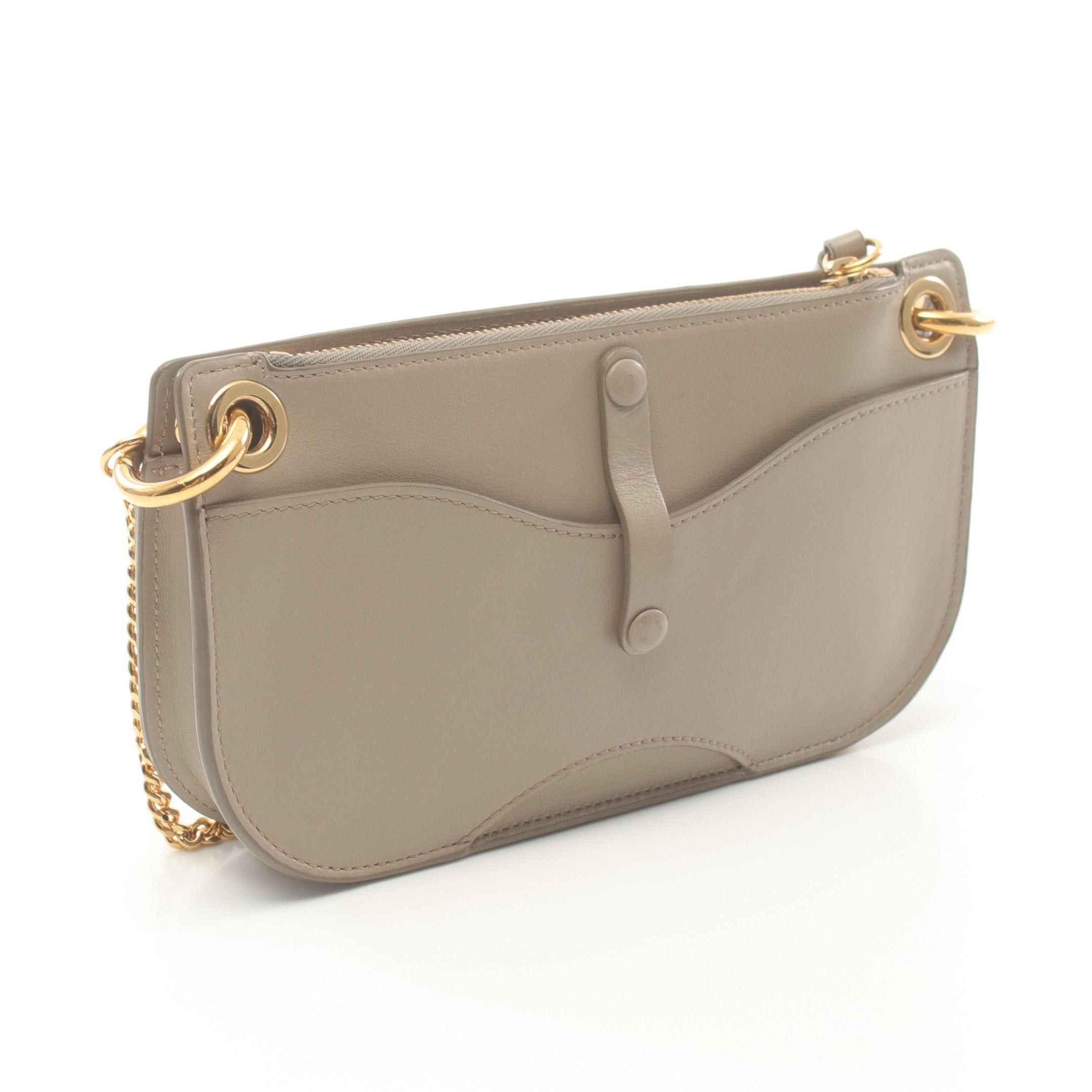 Chloe Chloe Tess Chain Shoulder Bag Leather Gray Beige Size ONE SIZE - 2 Thumbnail
