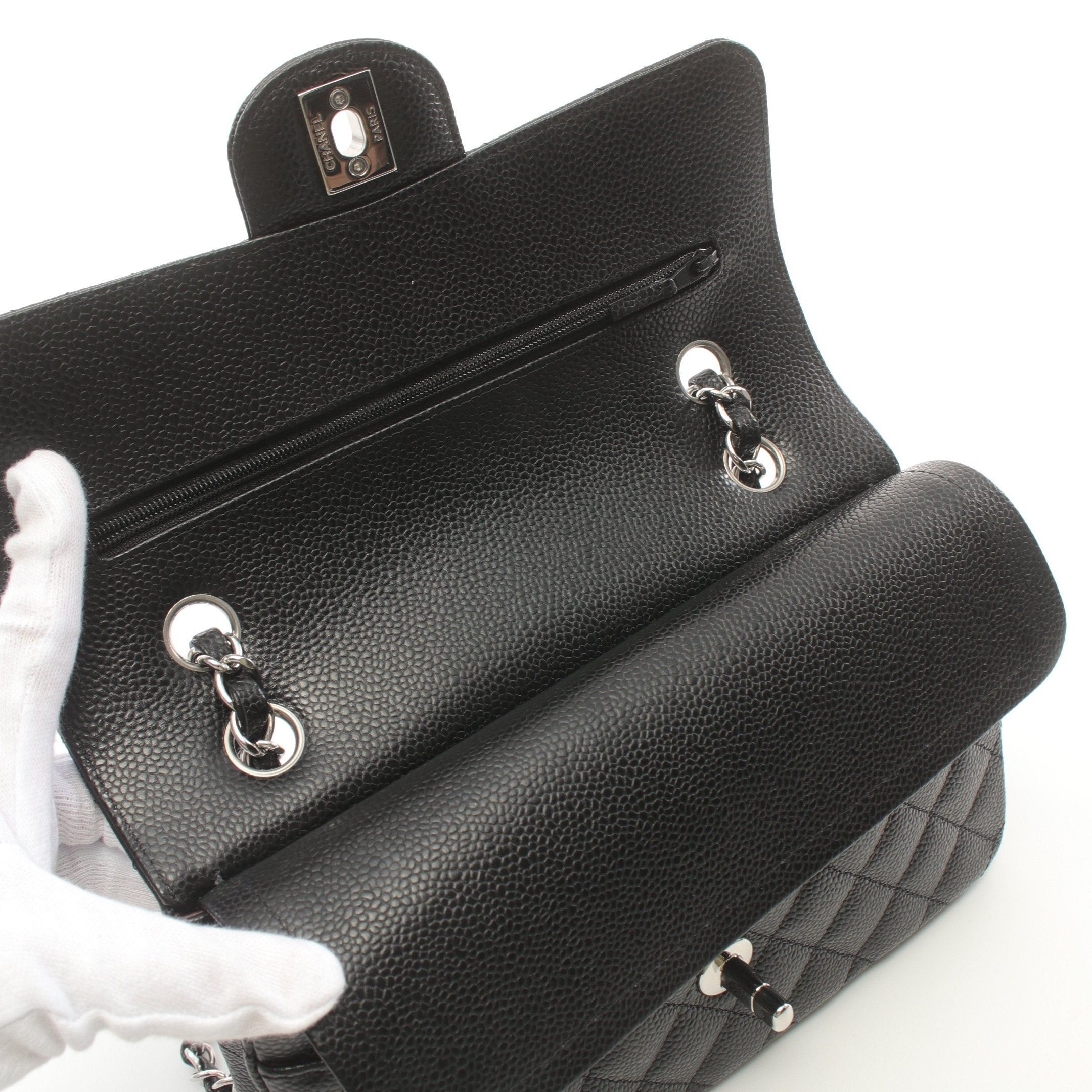 Chanel Chanel Matelasse Double Flap Chain Shoulder Bag Caviar Skin Black Silver Hardware Size ONE SIZE - 6 Thumbnail