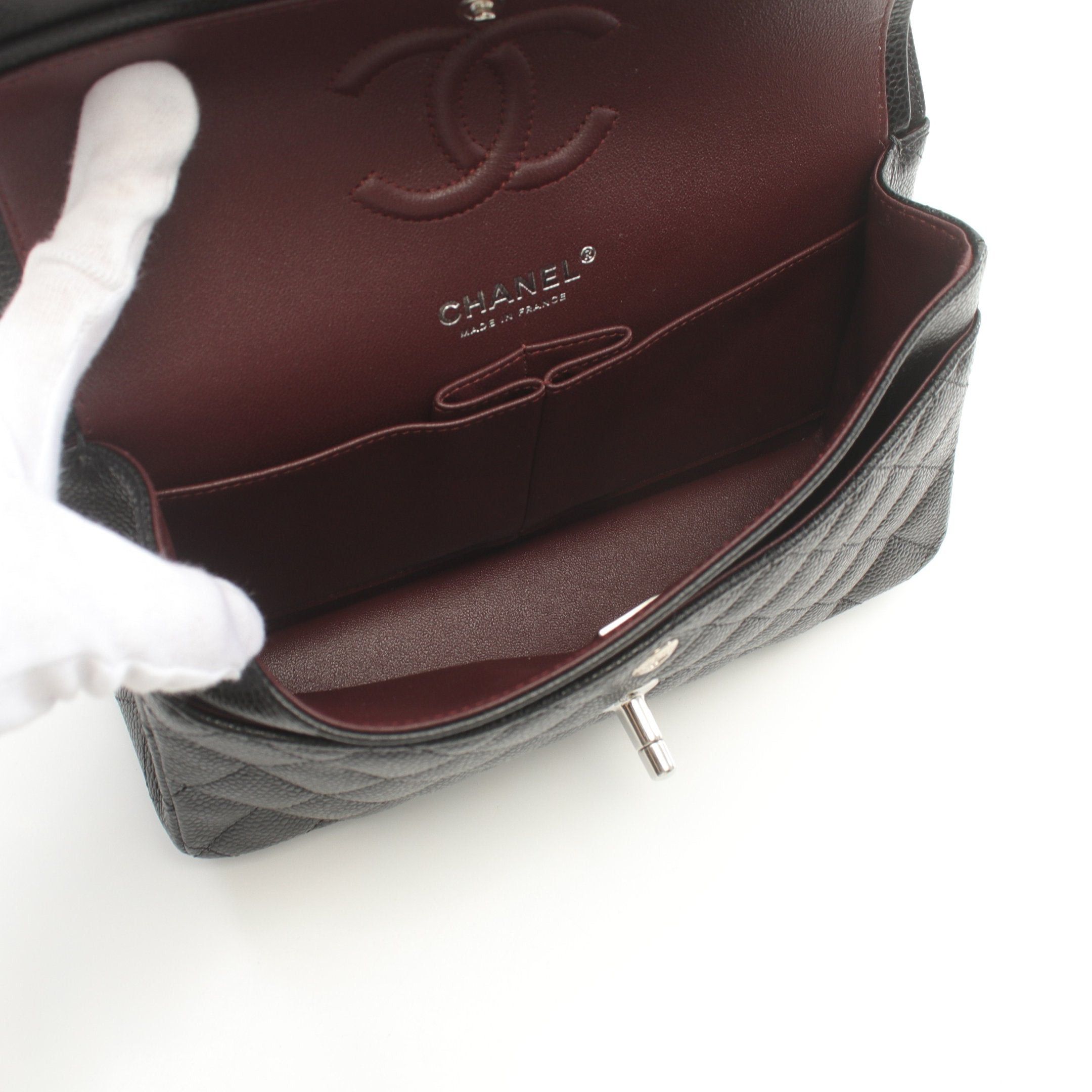 Chanel Chanel Matelasse Double Flap Chain Shoulder Bag Caviar Skin Black Silver Hardware Size ONE SIZE - 3 Thumbnail