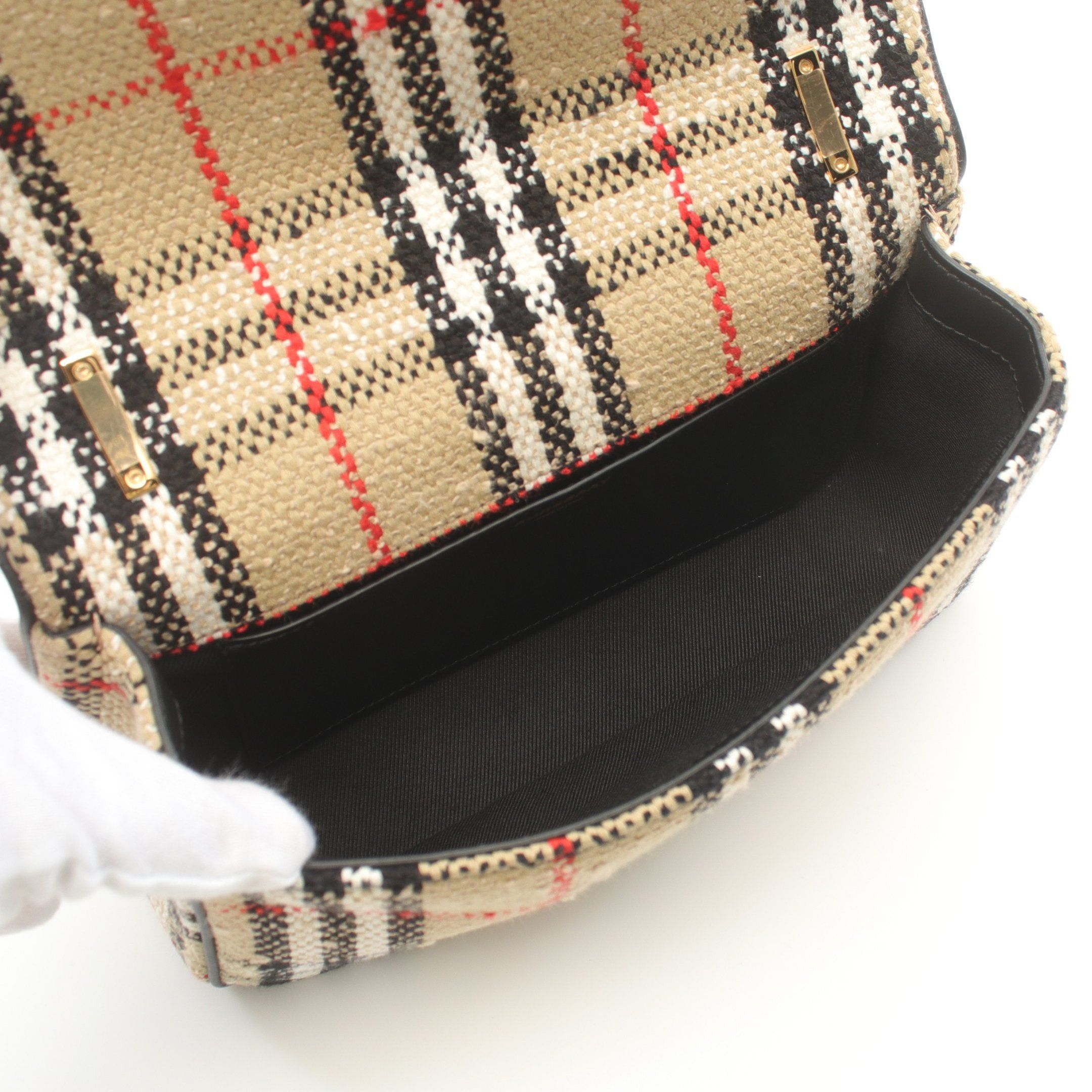 Burberry Burberry Lola Check Chain Shoulder Bag Canvas Leather Beige Black Multicolor Size ONE SIZE - 3 Thumbnail