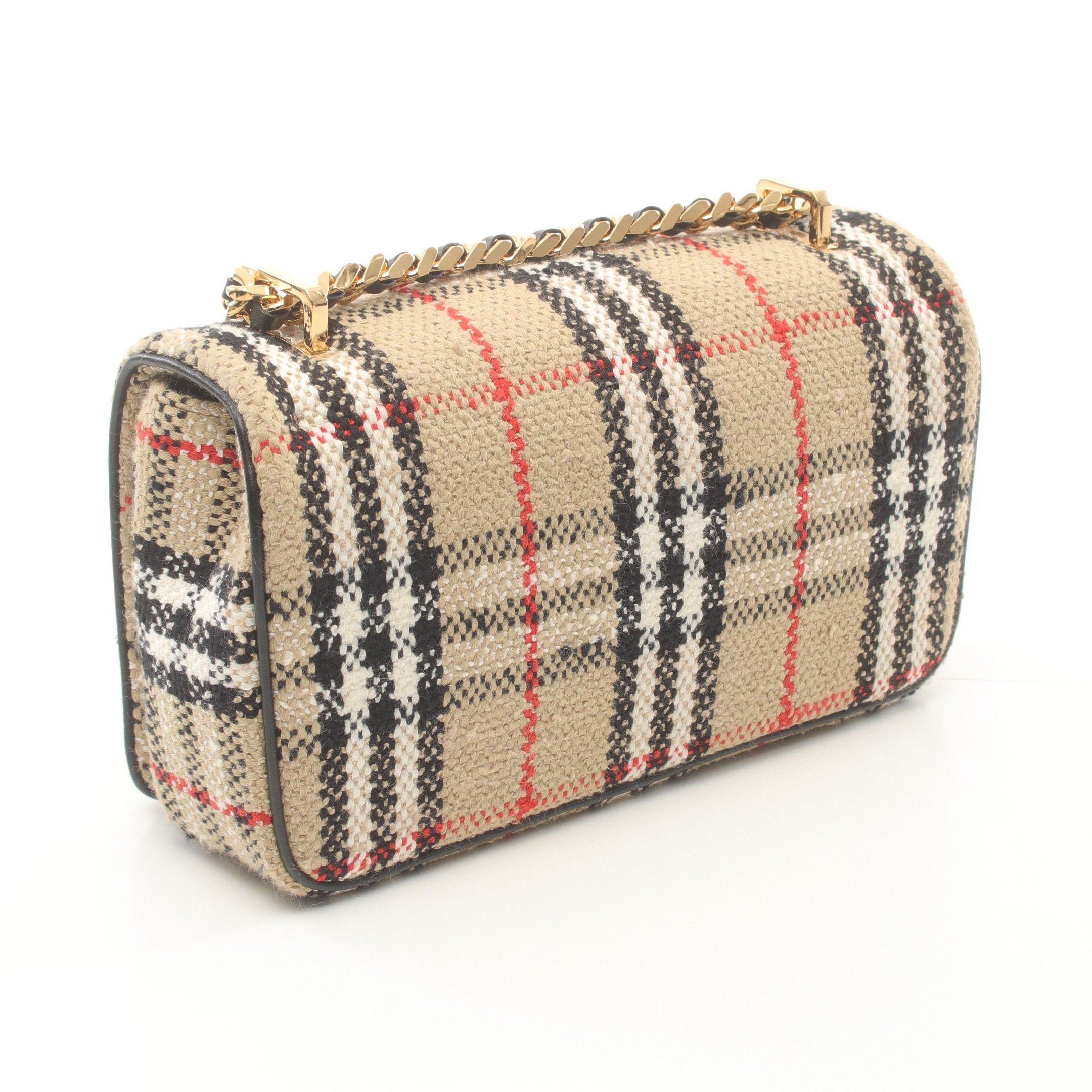 Burberry Burberry Lola Check Chain Shoulder Bag Canvas Leather Beige Black Multicolor Size ONE SIZE - 2 Thumbnail