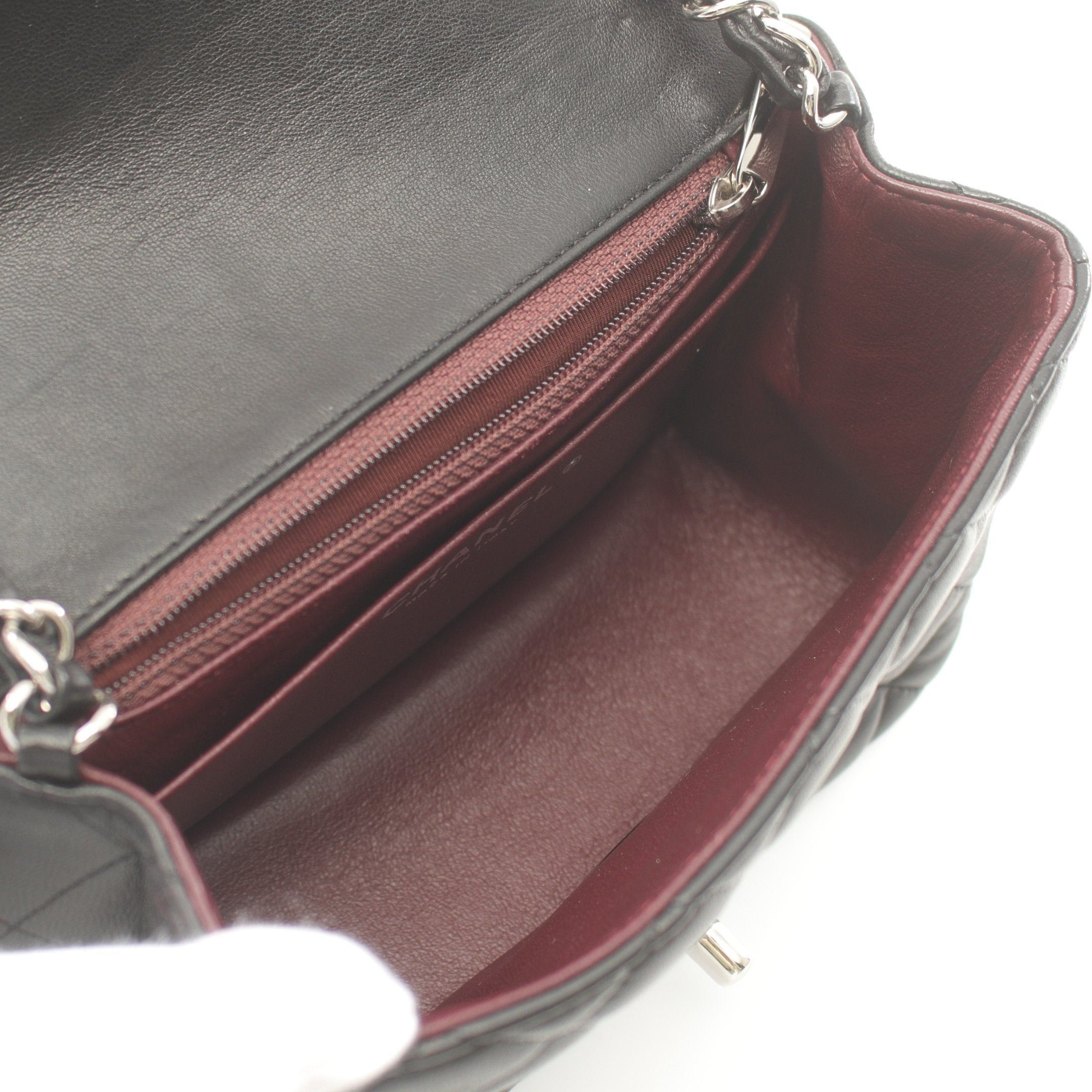 Chanel Chanel Mini Matelasse Chain Shoulder Bag Lambskin Black Silver Hardware Size ONE SIZE - 3 Thumbnail