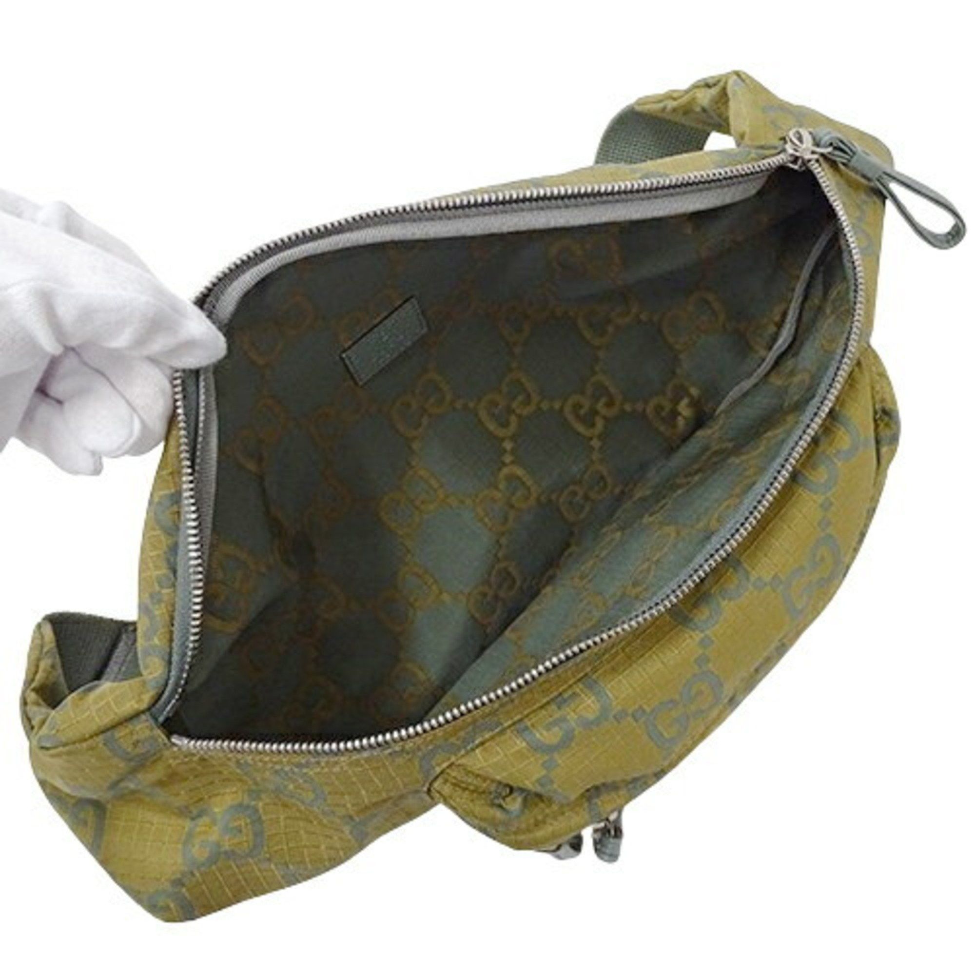 Gucci Gucci Bag Men's Body Waist GG Nylon Khaki Beige Green 792287 Limited Edition Size ONE SIZE - 6 Thumbnail