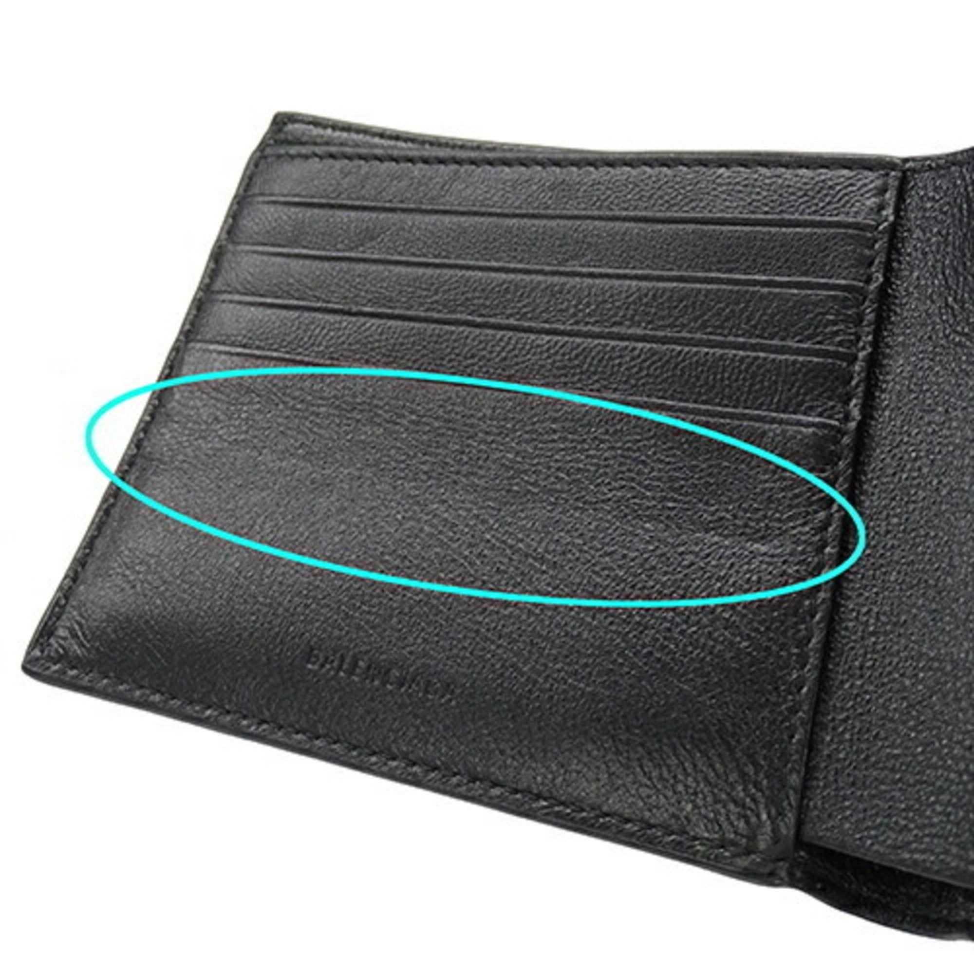 Balenciaga BALENCIAGA Men's Bi-fold Wallet Cash Square Folded Coin Leather Black 594315 Compact Size ONE SIZE - 10 Thumbnail
