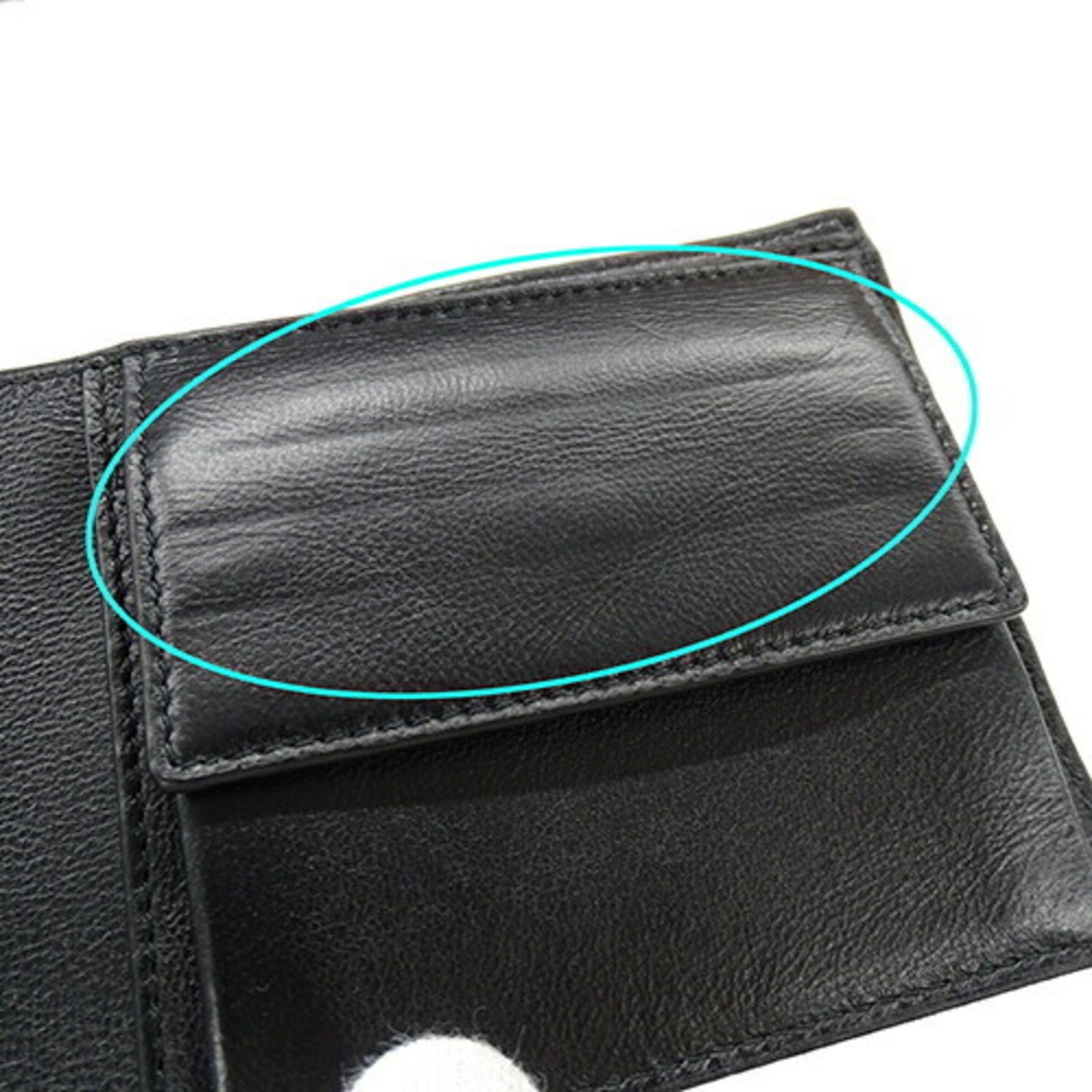 Balenciaga BALENCIAGA Men's Bi-fold Wallet Cash Square Folded Coin Leather Black 594315 Compact Size ONE SIZE - 9 Thumbnail