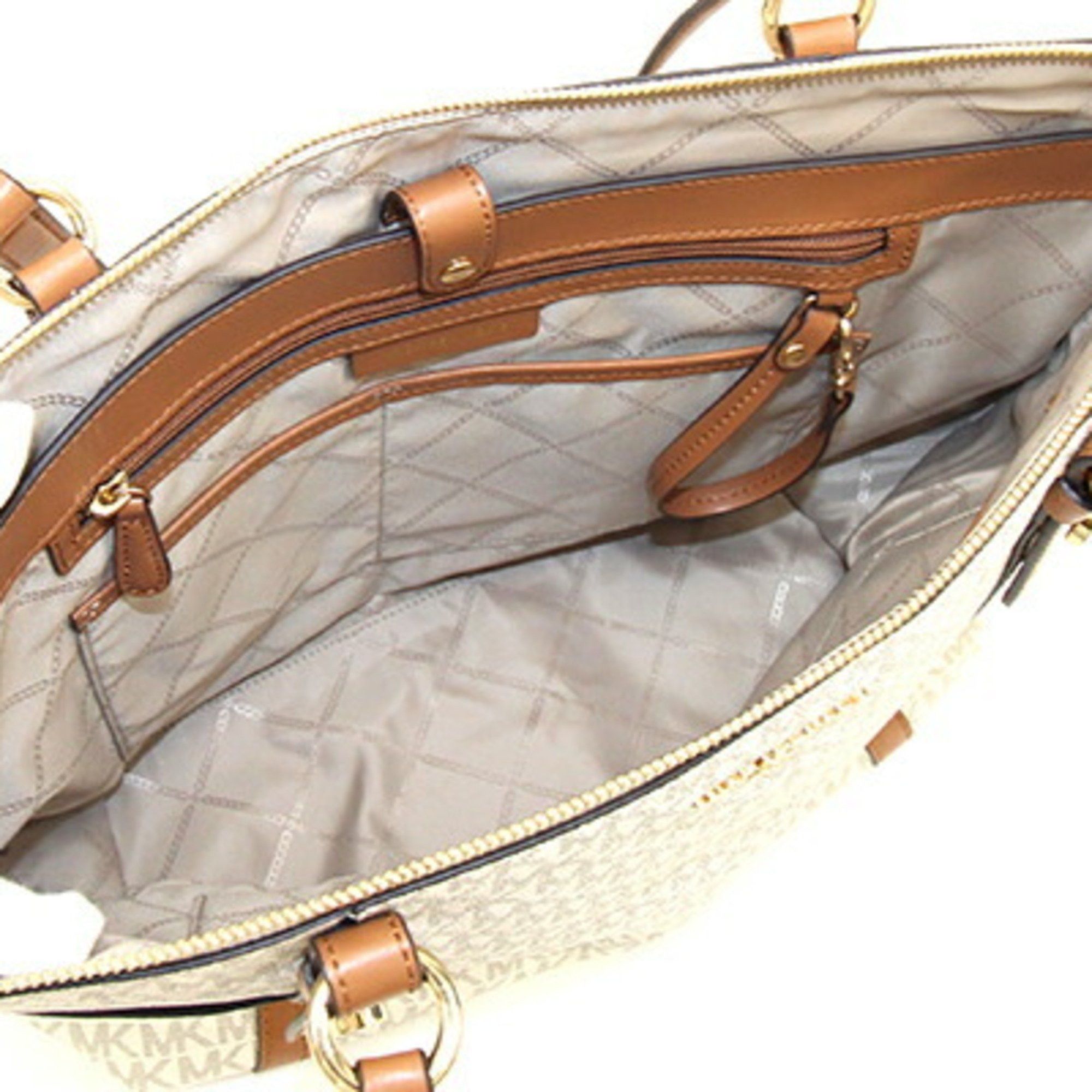 Michael Kors Michael Kors Tote Bag Nomad 30T0GNXT9B Off-white Brown PVC Leather Shoulder Tassel Women's MICHAEL KORS Size ONE SIZE - 3 Thumbnail