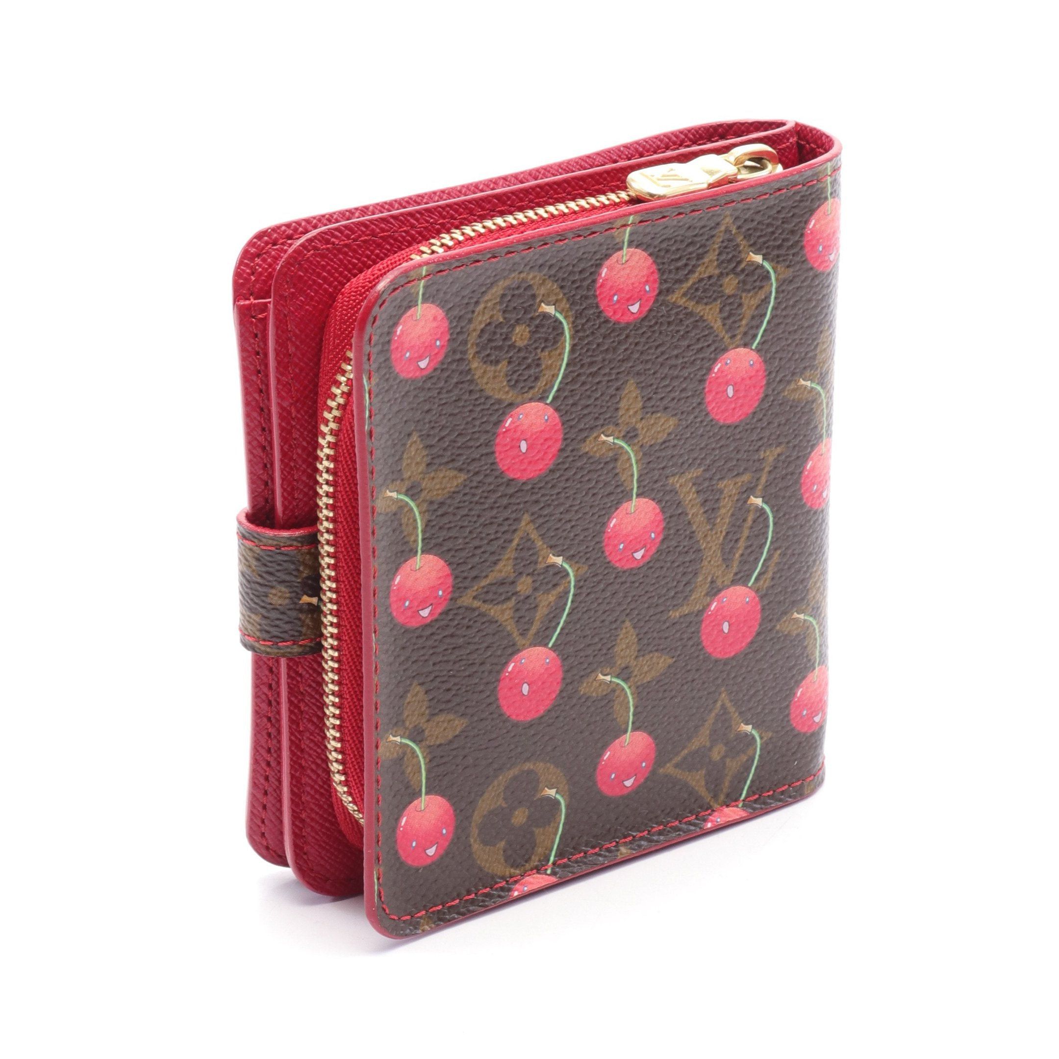 Louis Vuitton Louis Vuitton Compact Zip Monogram Cherry Bi-Fold Wallet Brown Red Size ONE SIZE - 2 Thumbnail