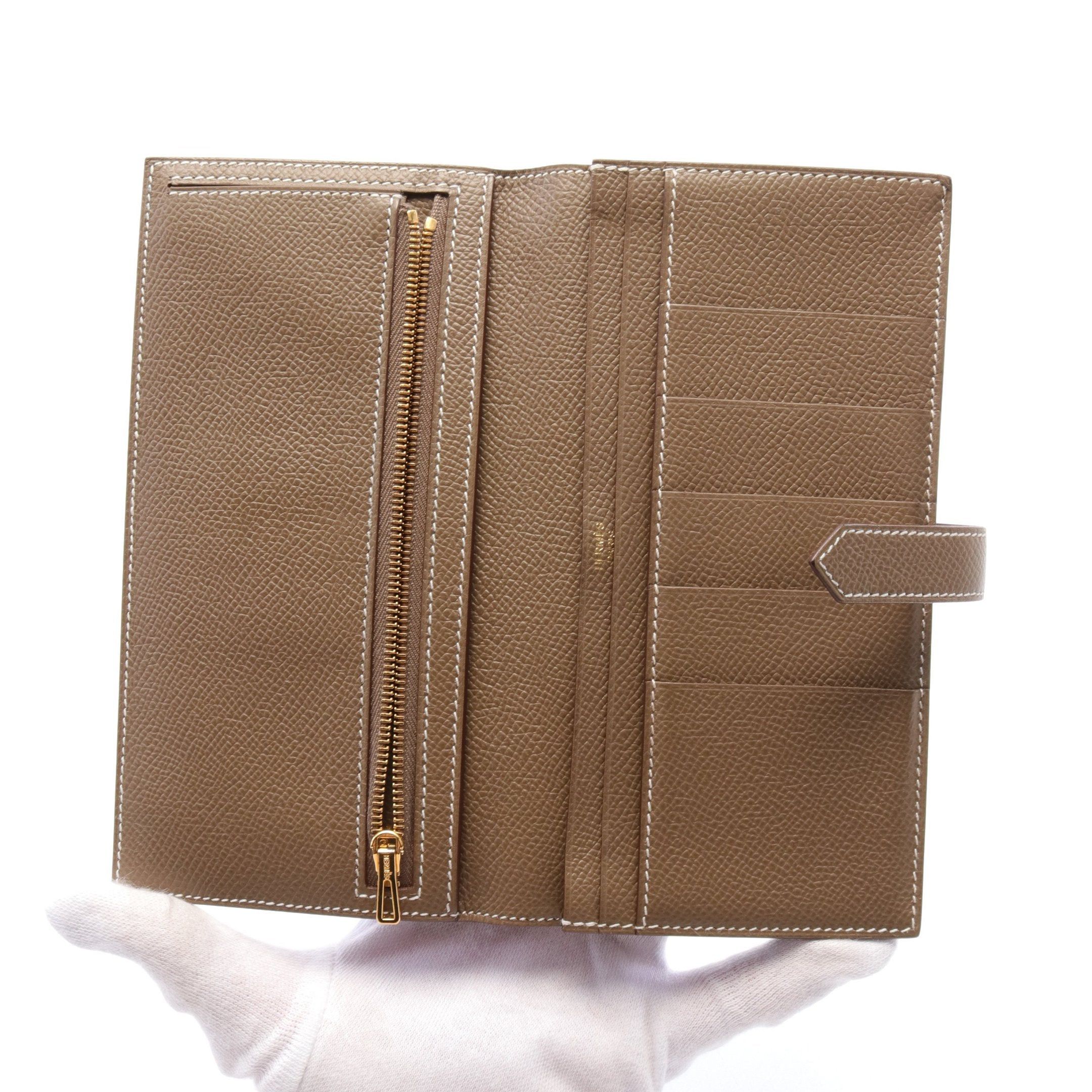 Hermes Hermes Bear Souffle Etoupe Bi-Fold Long Wallet Veau Epsom Gray Brown Gold Hardware Z Stamp Size ONE SIZE - 3 Thumbnail