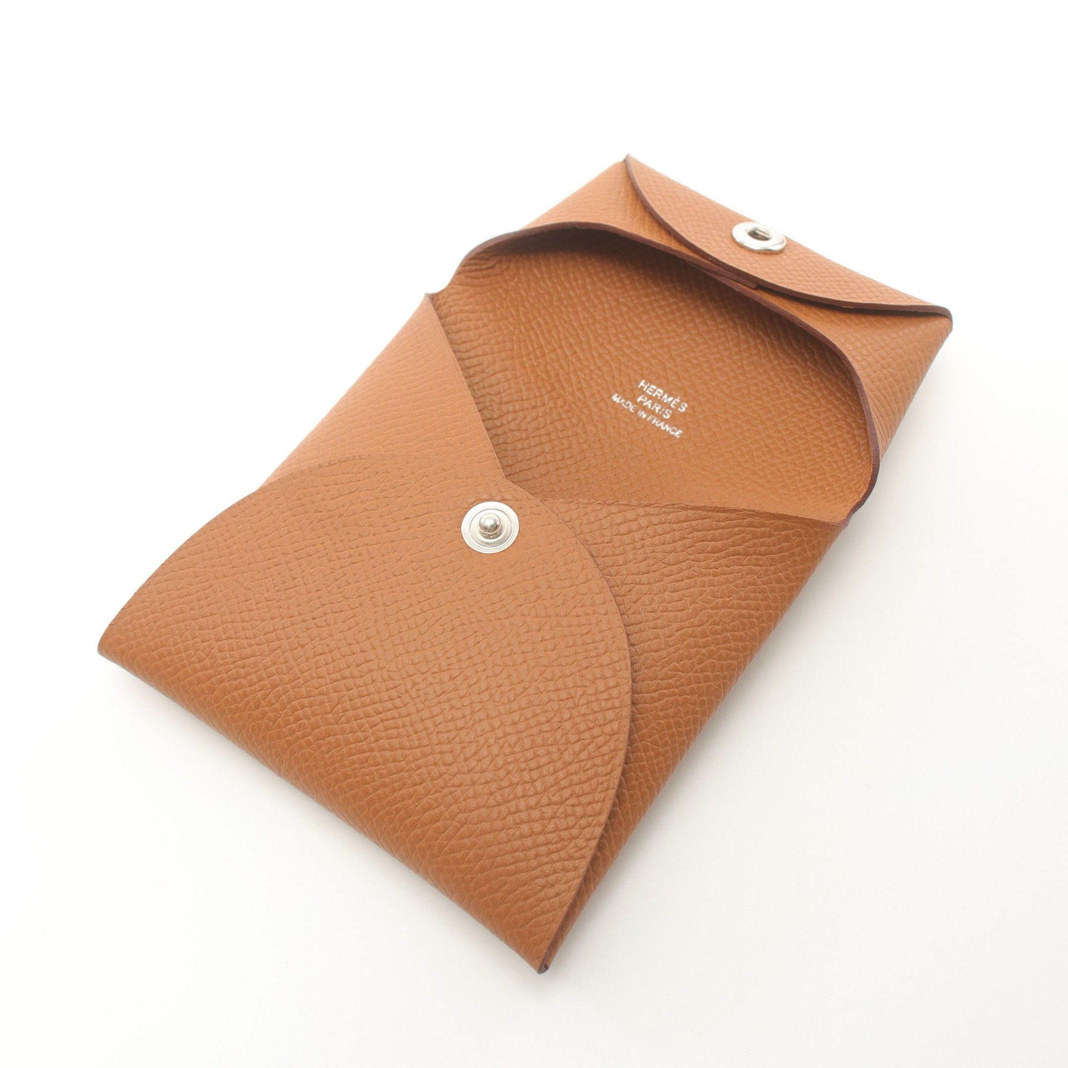 Hermes Hermes Bastia Gold Coin Purse Veau Epsom Light Brown Silver Hardware Double Engraved Size ONE SIZE - 6 Thumbnail