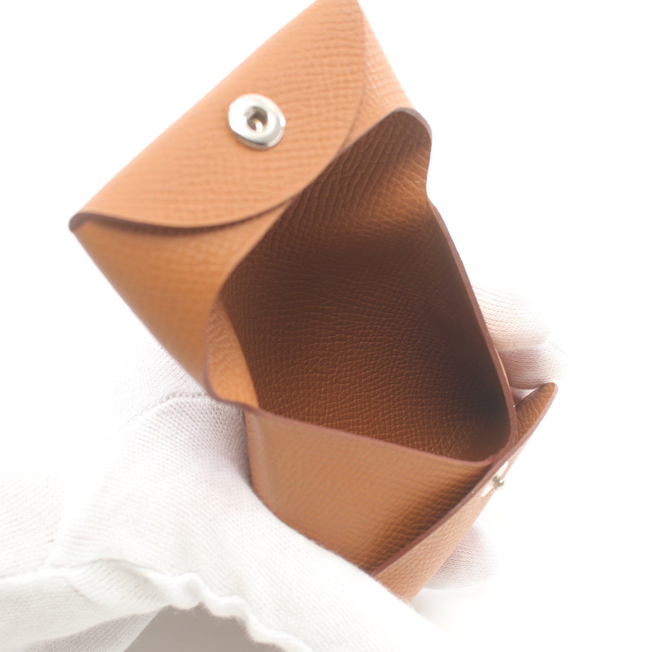 Hermes Hermes Bastia Gold Coin Purse Veau Epsom Light Brown Silver Hardware Double Engraved Size ONE SIZE - 3 Thumbnail